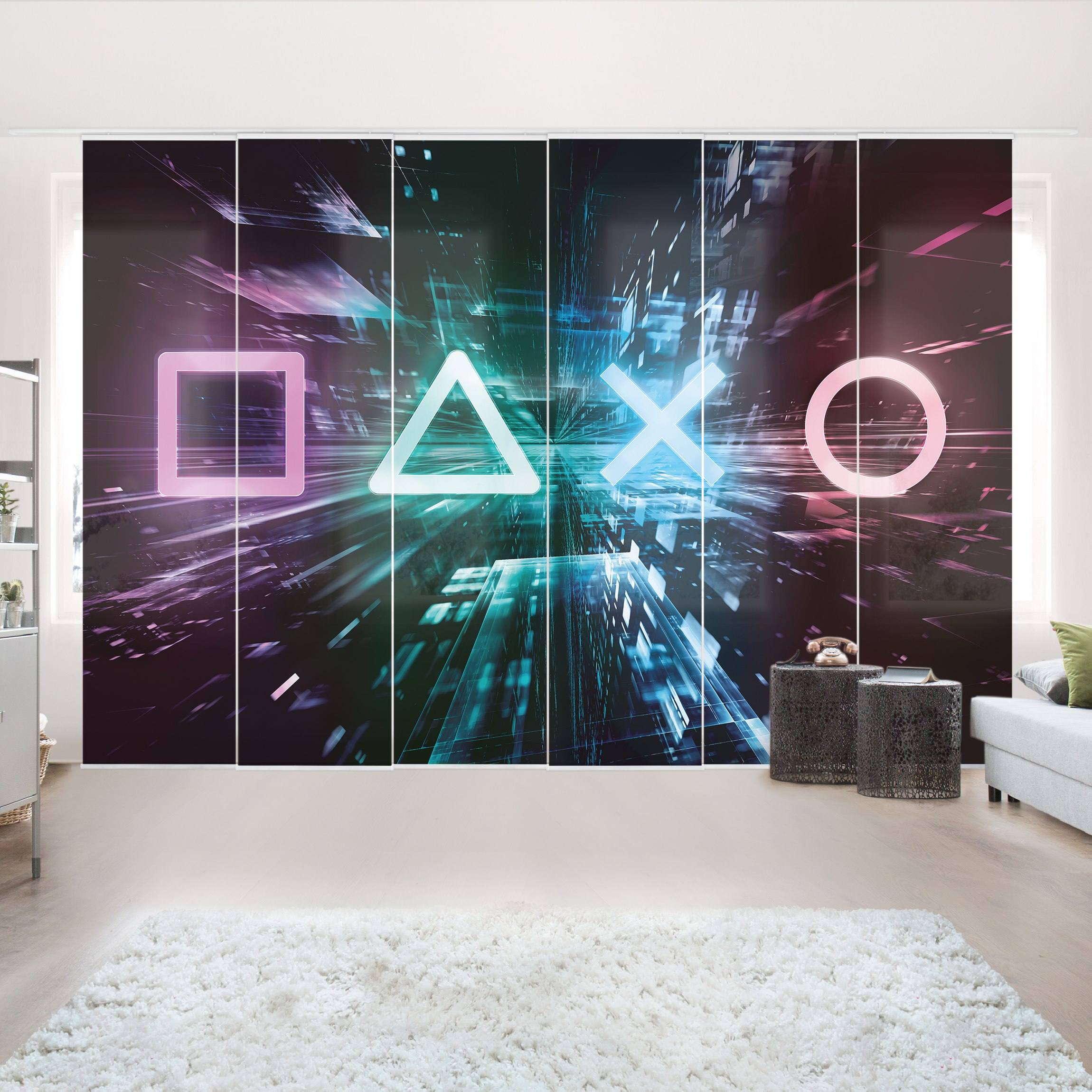 Schiebegardine Controller Symbole im Lichtermeer