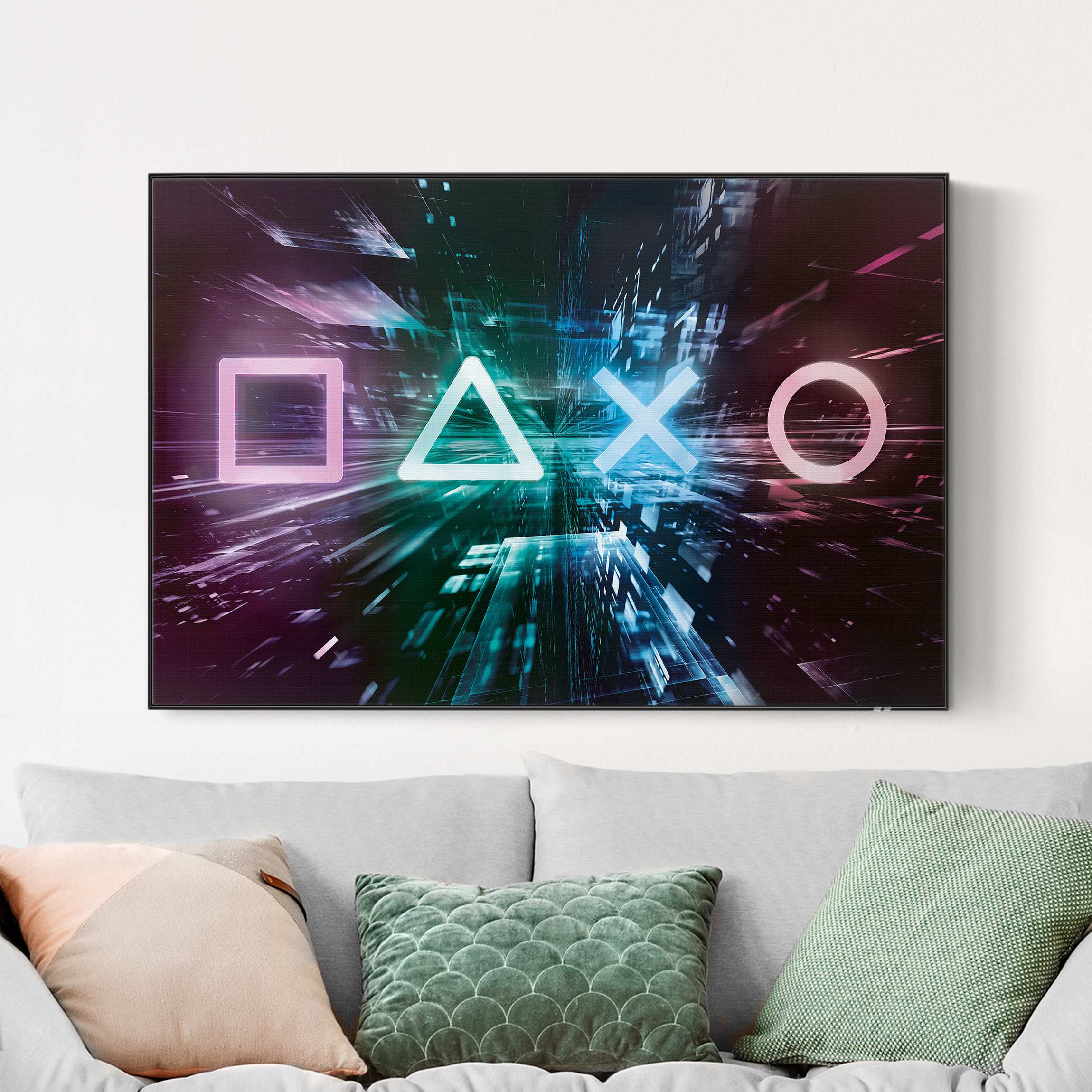 Akustik-Wechselbild Controller Symbole im Lichtermeer