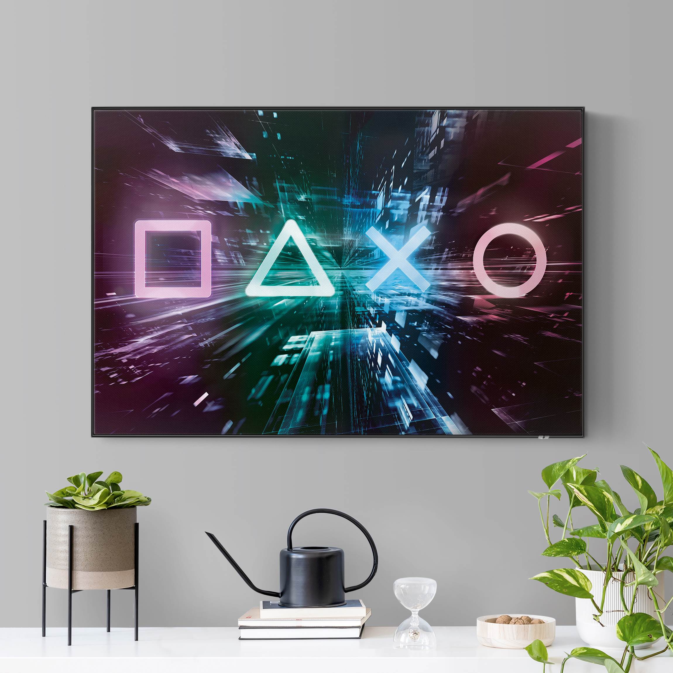 Akustik-Wechselbild Controller Symbole im Lichtermeer