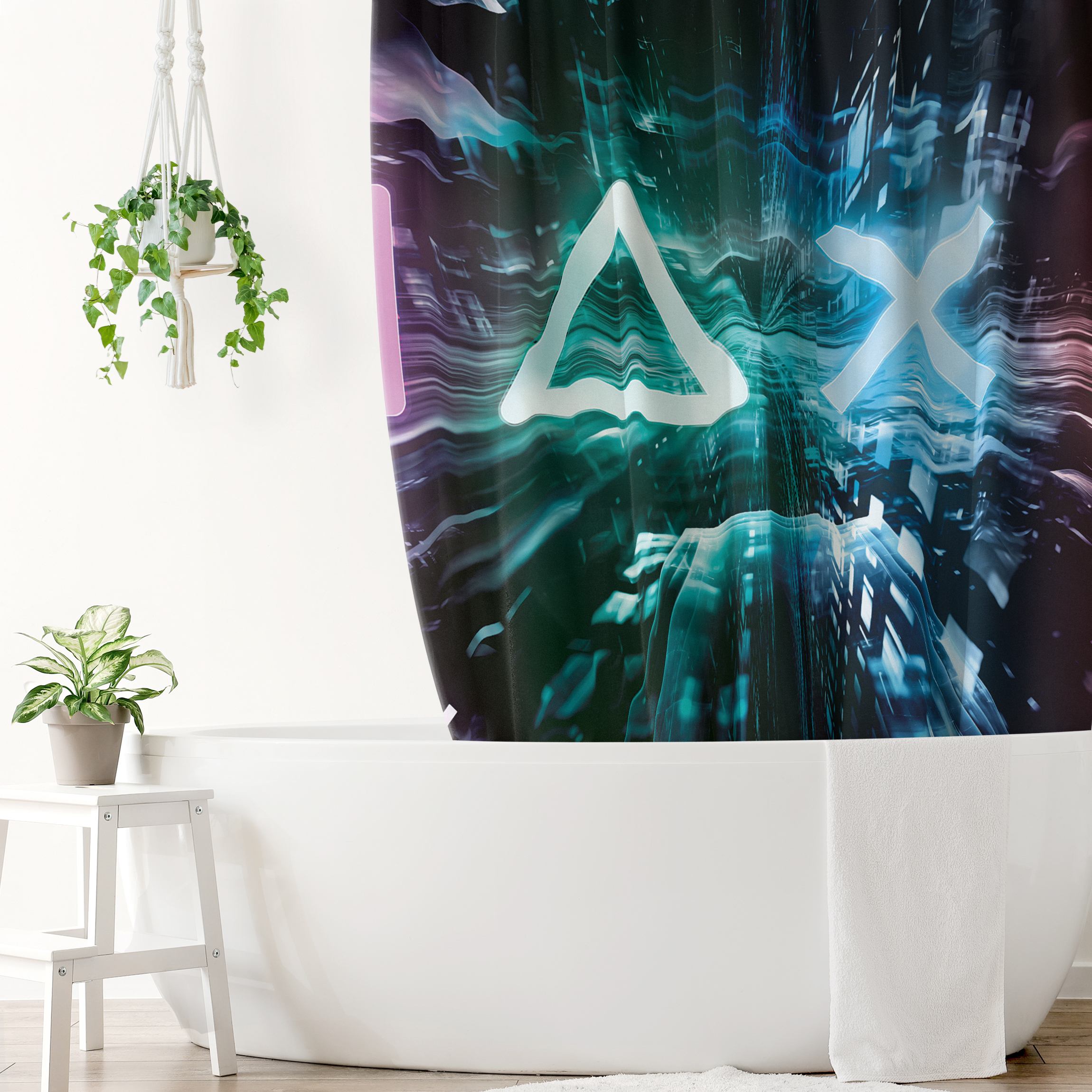 Duschvorhang Controller Symbole im Lichtermeer