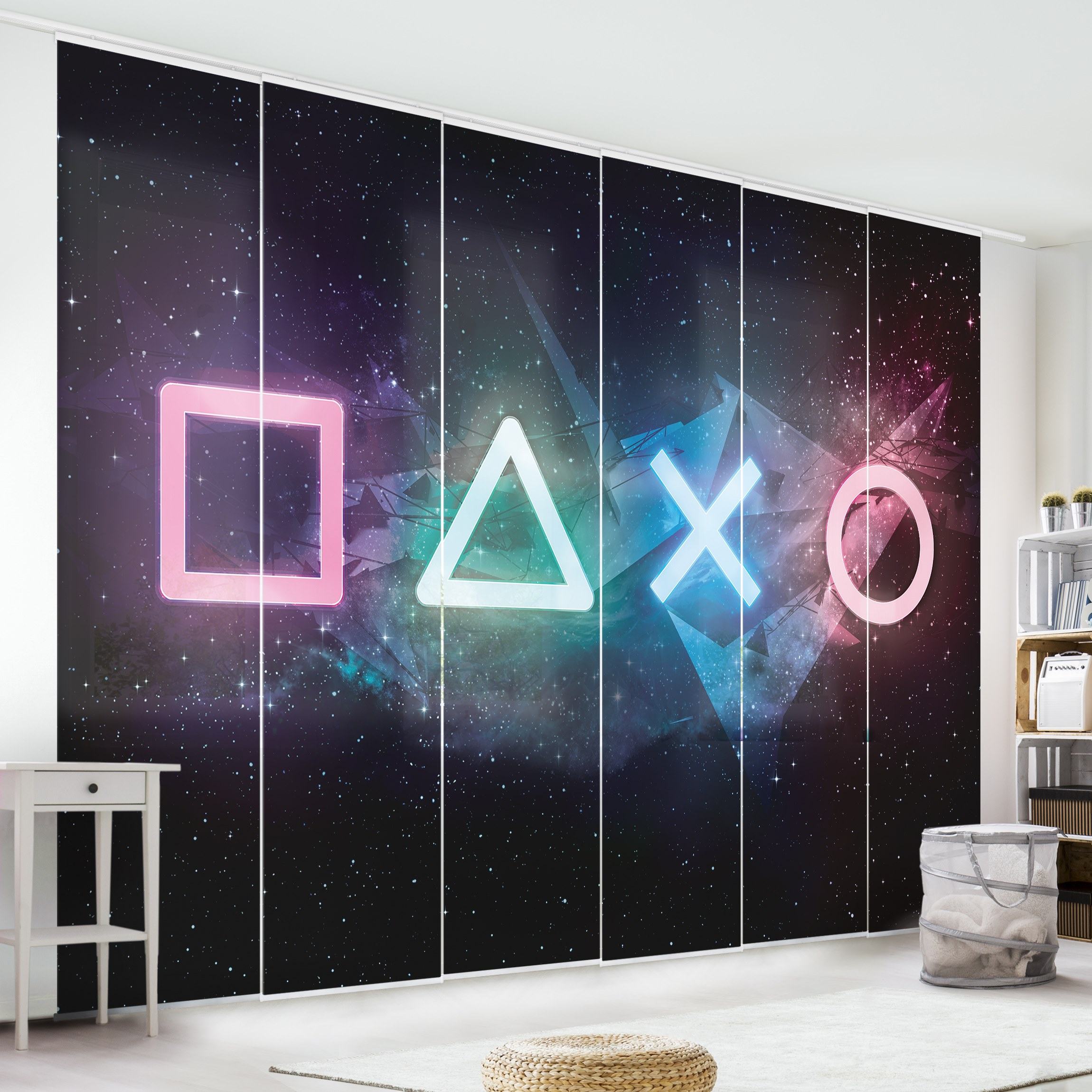 Schiebegardine Controller Symbole in ferner Galaxie