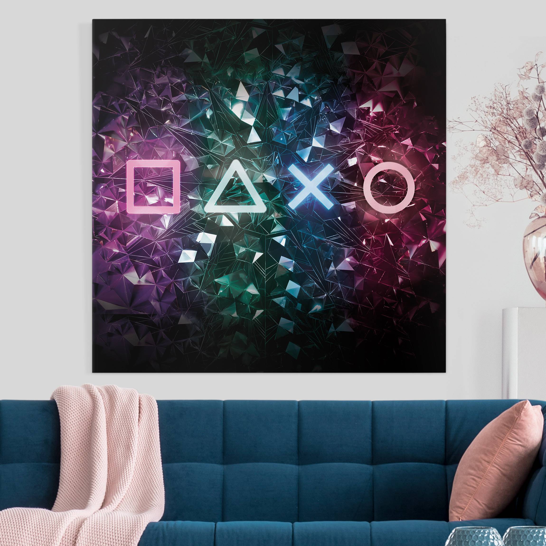 Leinwandbild Controller Symbole in Kristallen