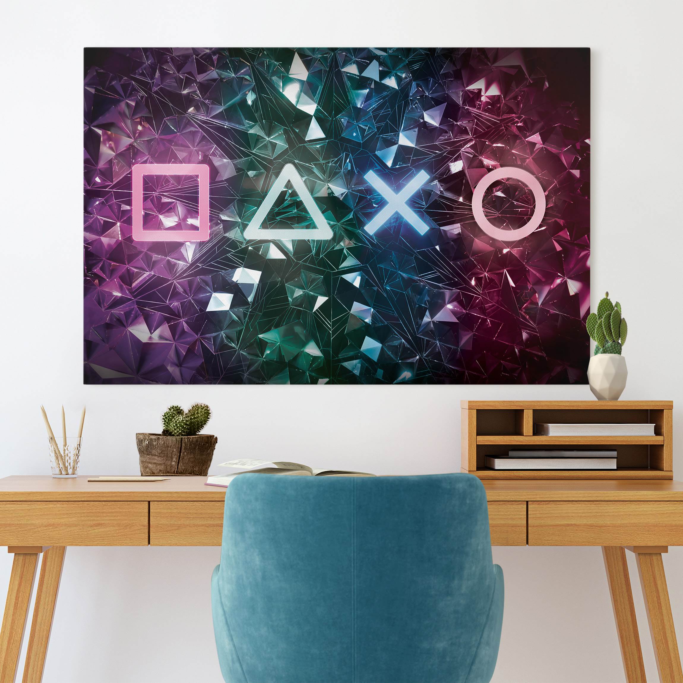 Leinwandbild Controller Symbole in Kristallen