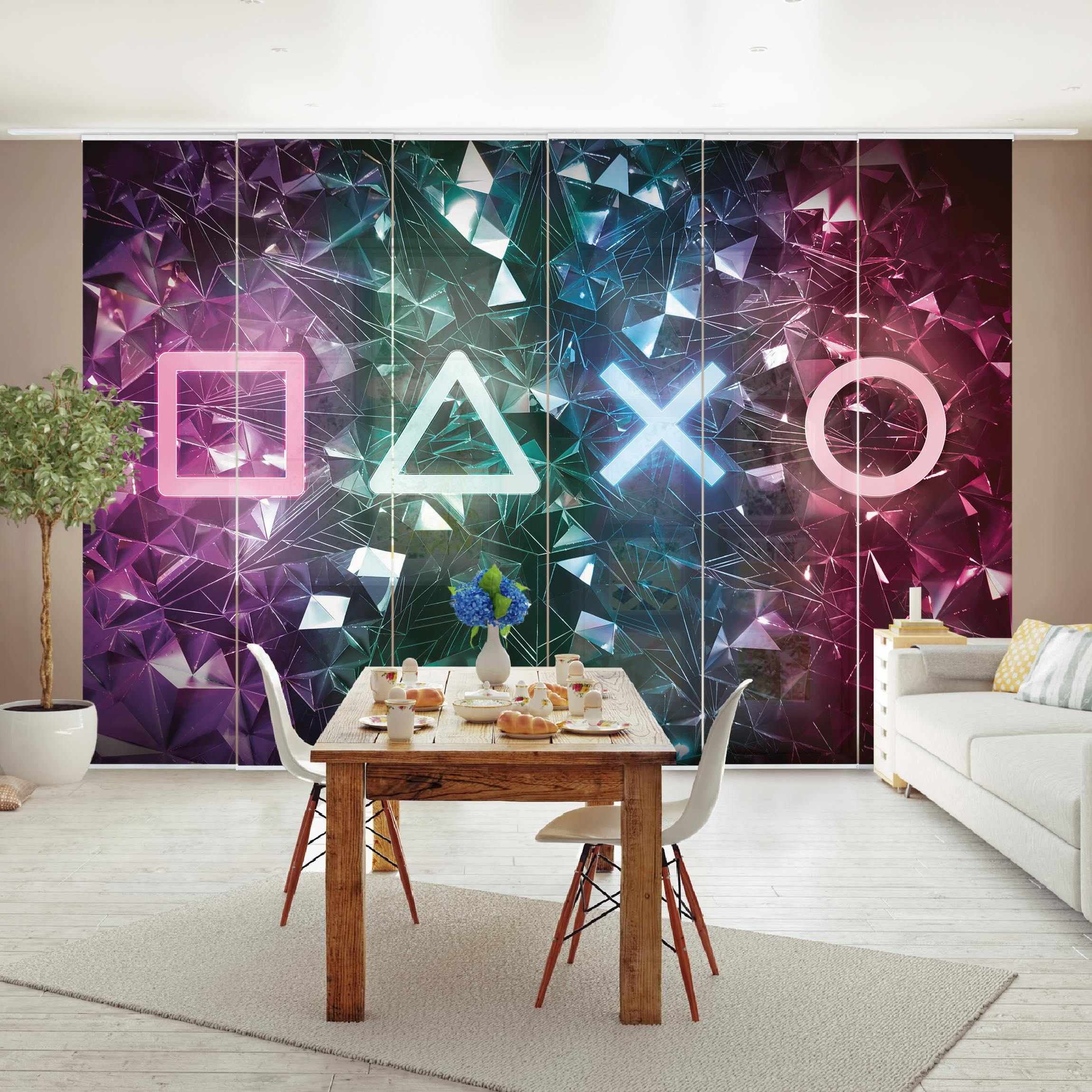 Schiebegardine Controller Symbole in Kristallen