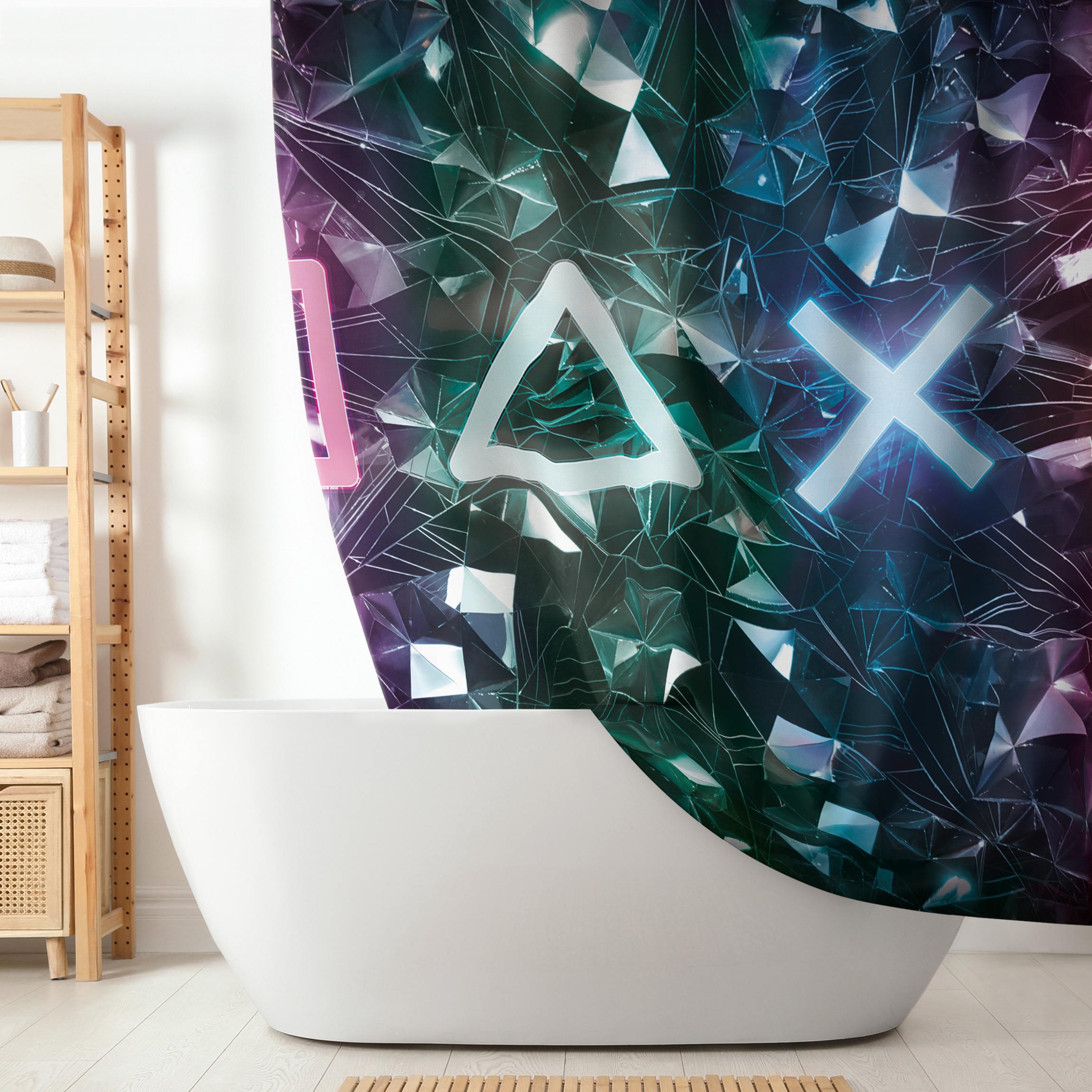 Duschvorhang Controller Symbole in Kristallen