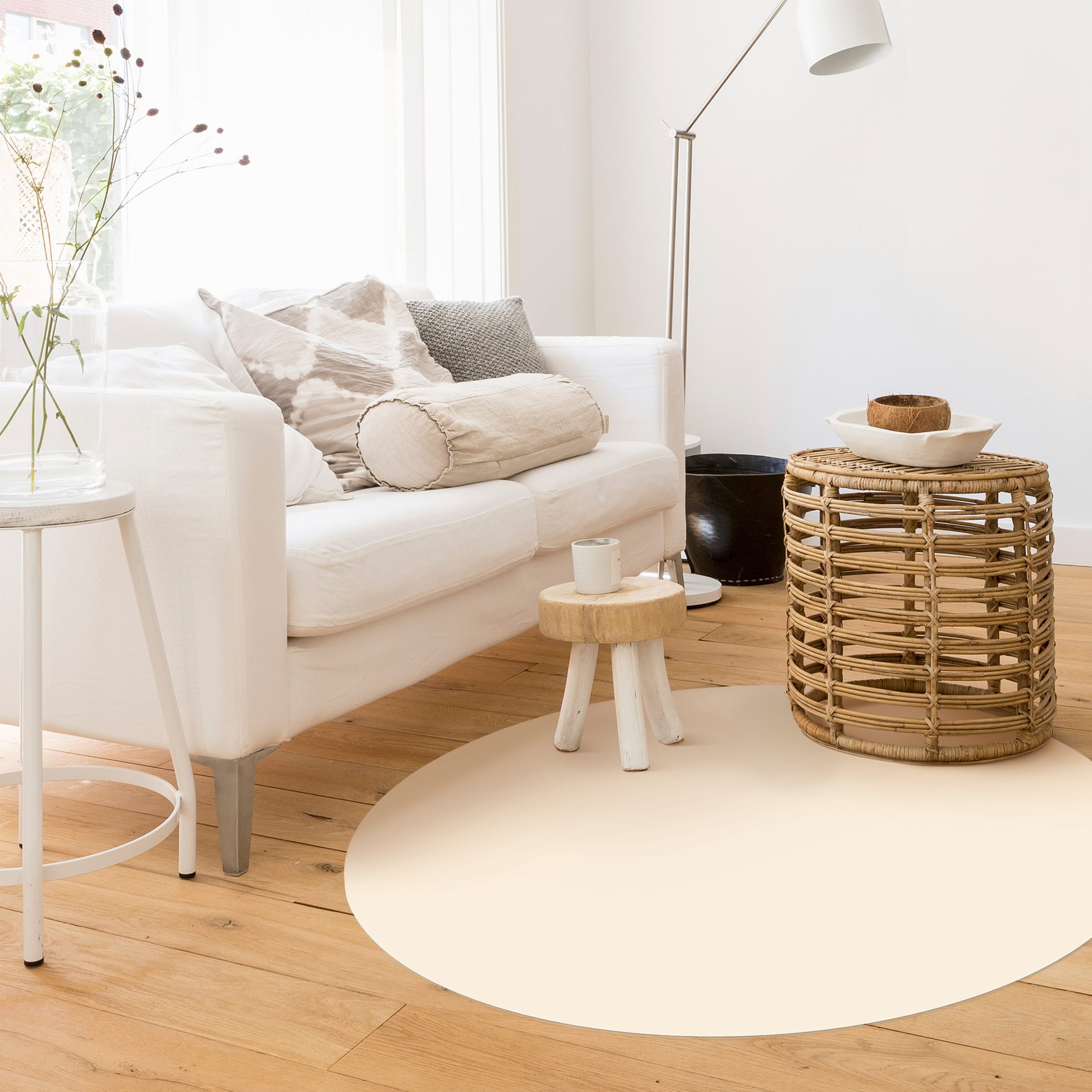 Runder Vinyl-Teppich Crème