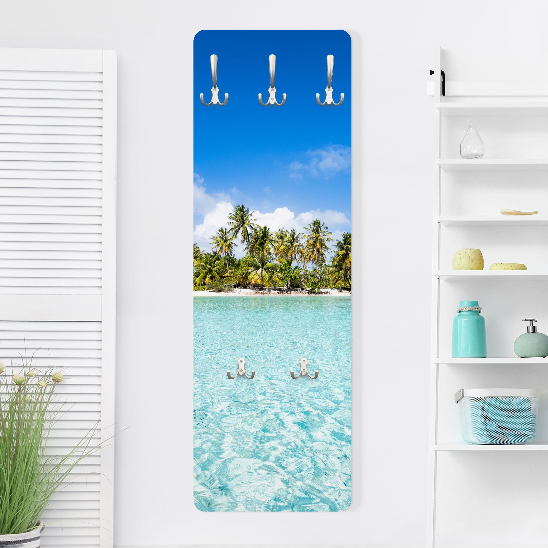 Wandgarderobe Holzpaneel Crystal Clear Water