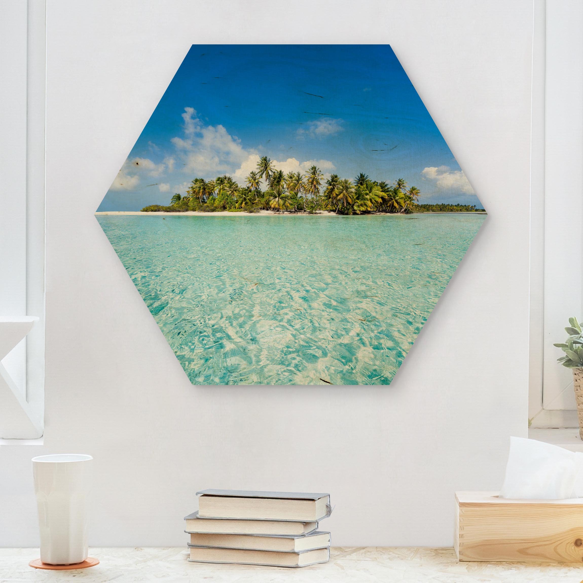 Hexagon-Holzbild Crystal Clear Water