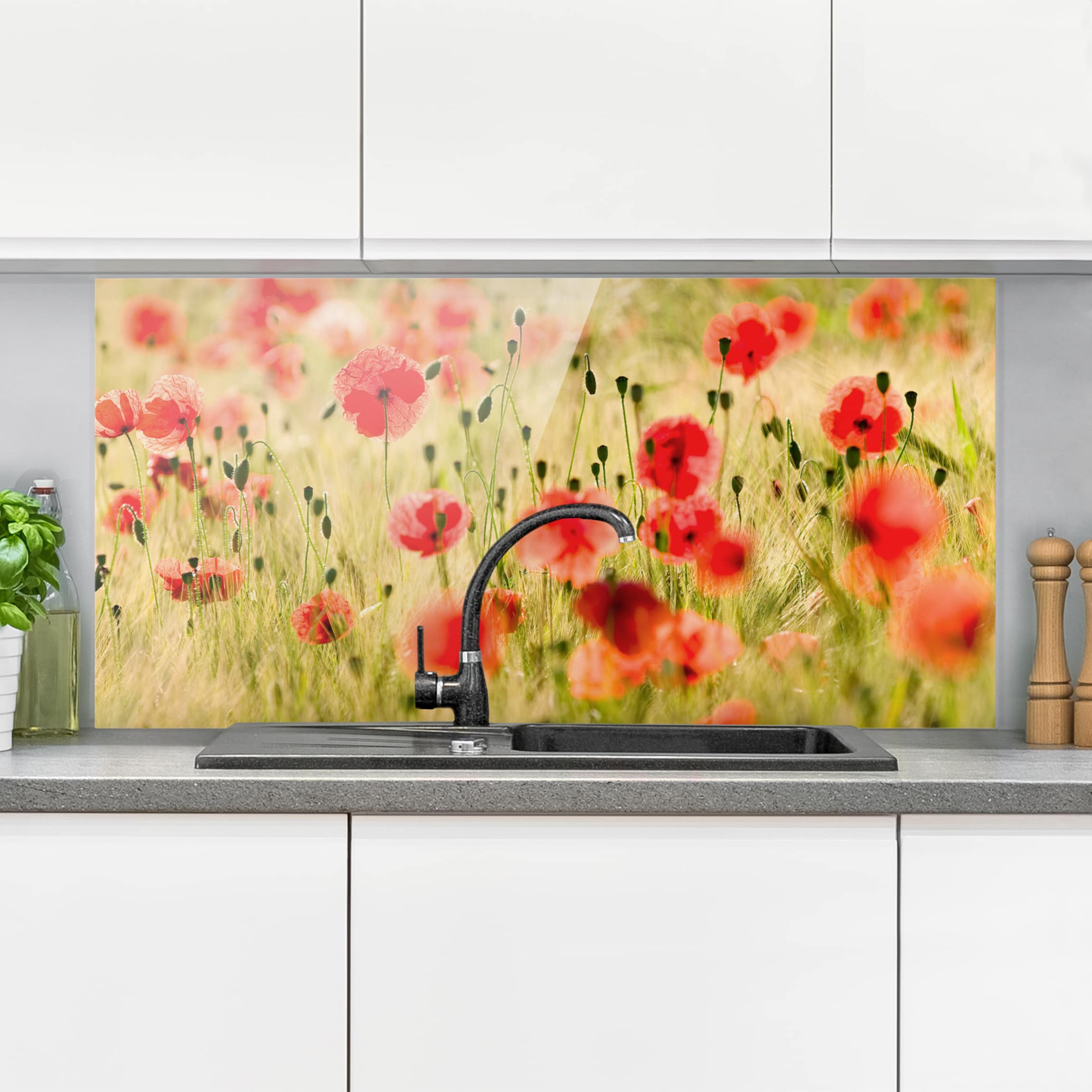 Glas Spritzschutz Summer Poppies