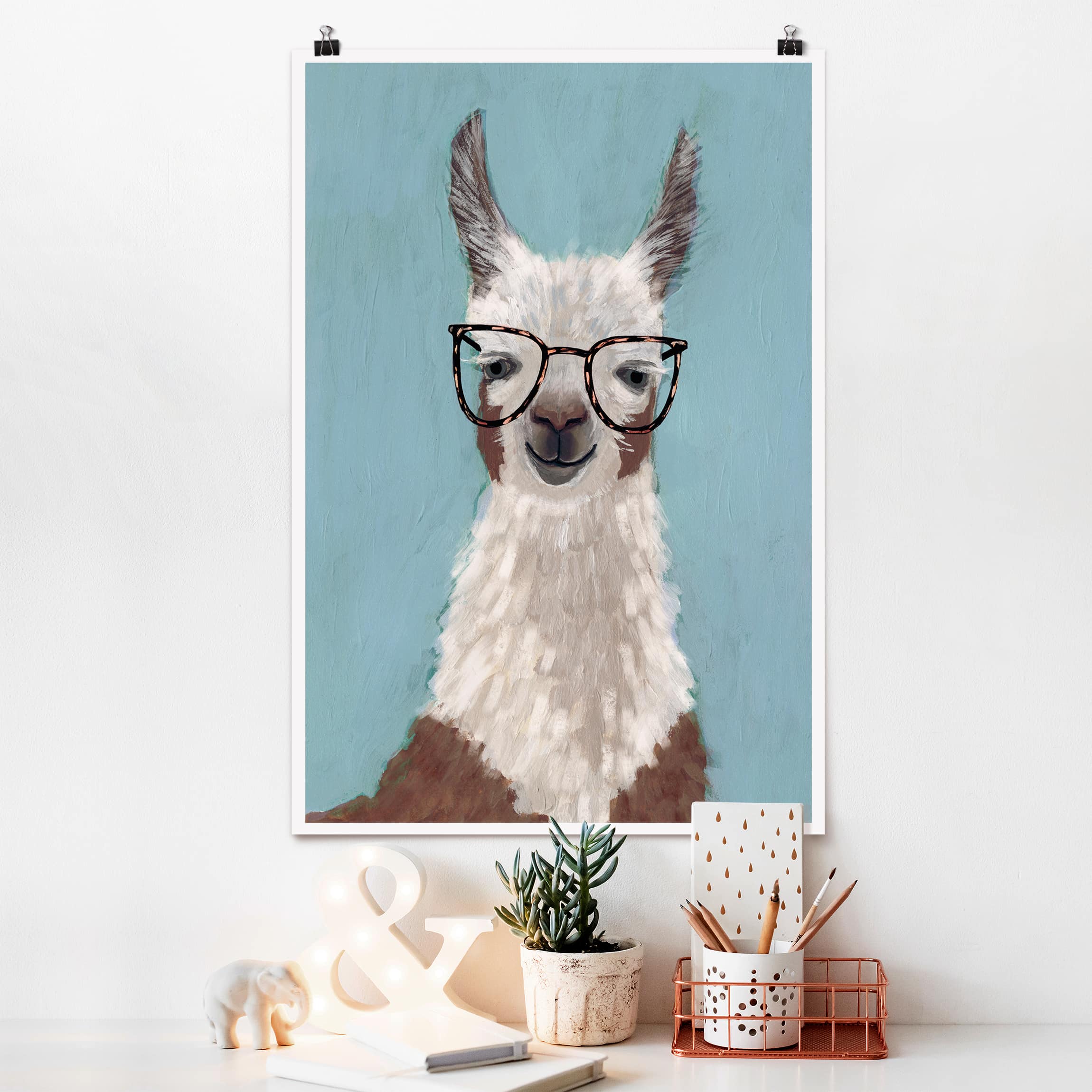 Poster Tiere Lama mit Brille II