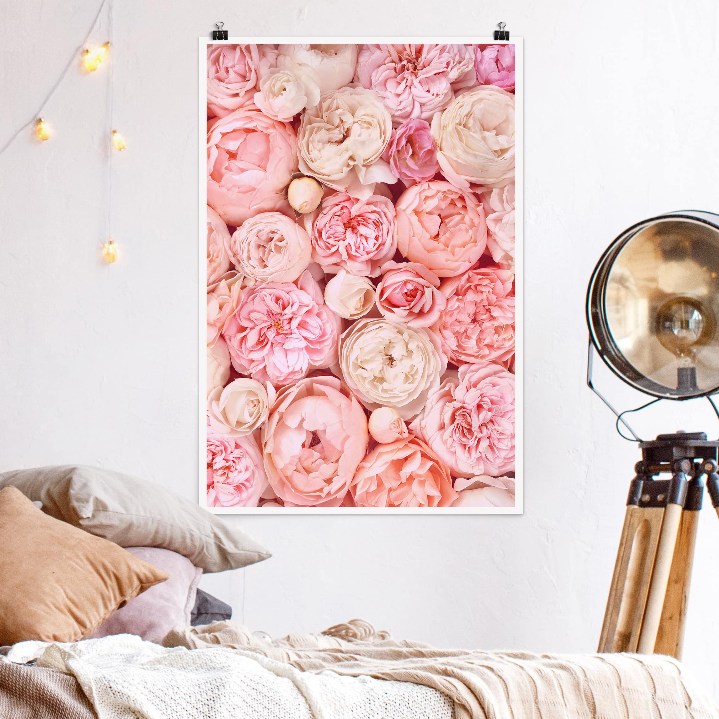 Poster - Hochformat Rosen Rosé Koralle Shabby