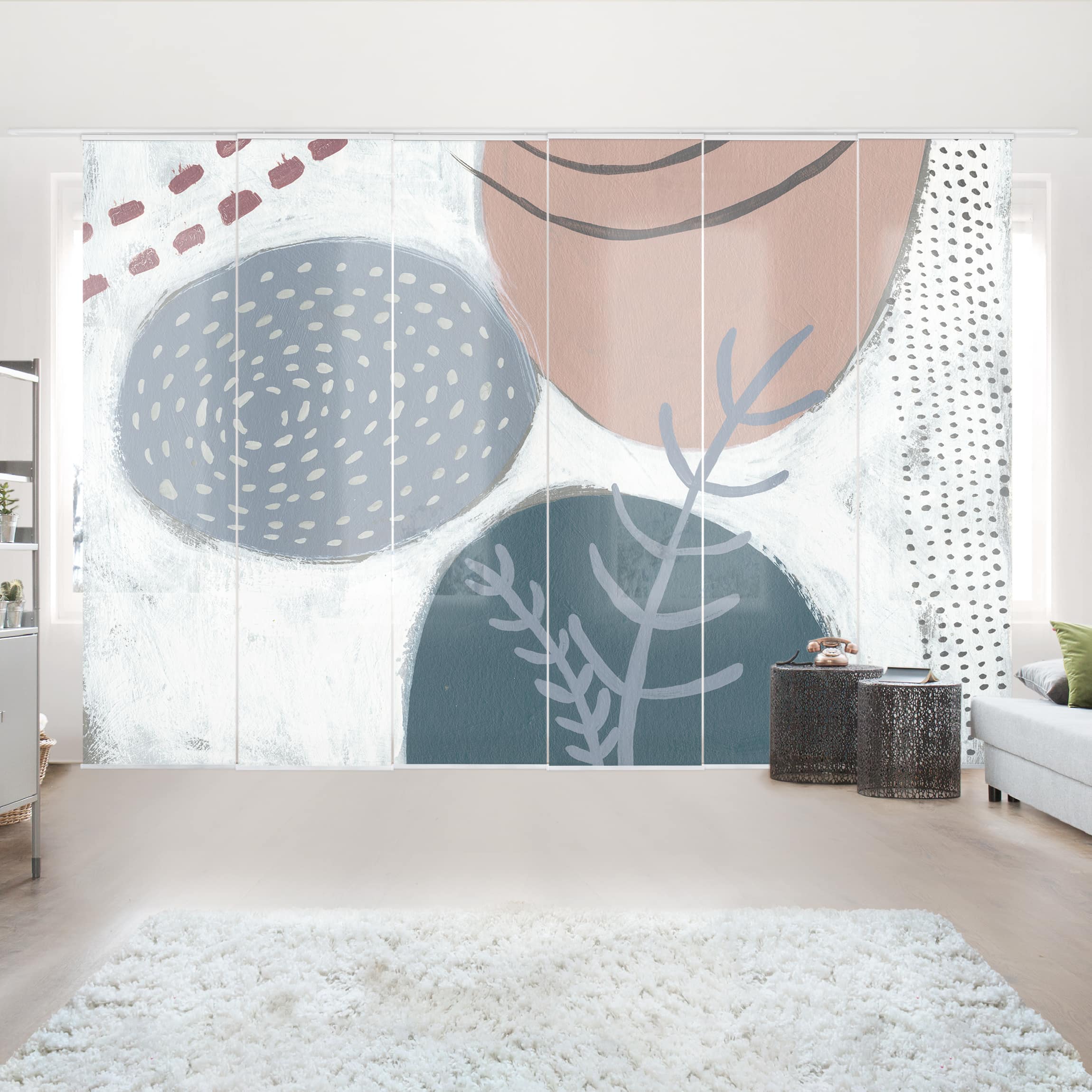 Schiebegardine Set Karneval der Formen in Petrol II