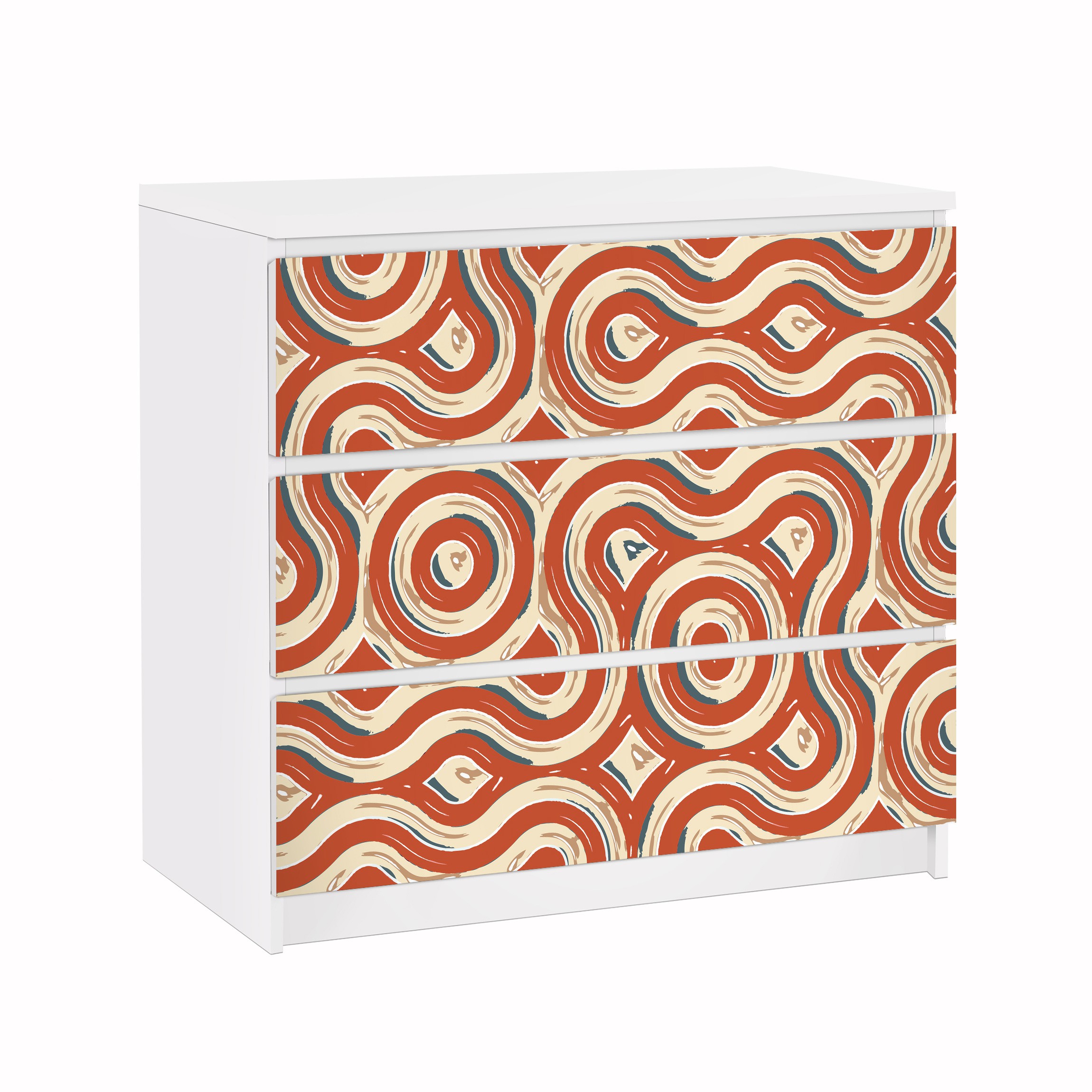 Möbelfolie für IKEA Malm Kommode 3 Schubladen Abstrakte Ethno Textur