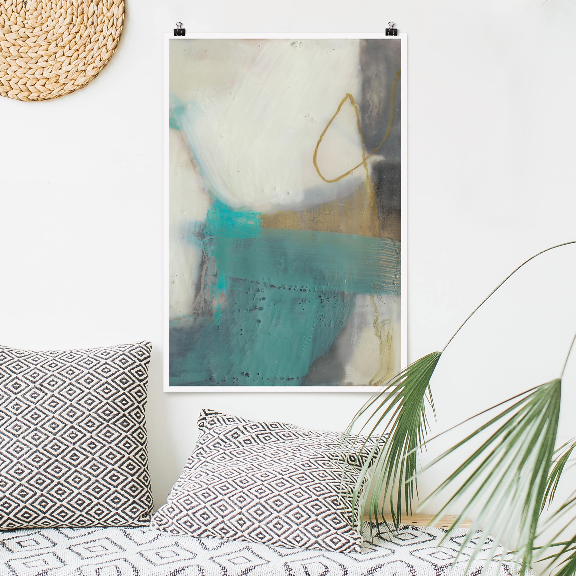 Poster - Hochformat Fangzähne mit Türkis II