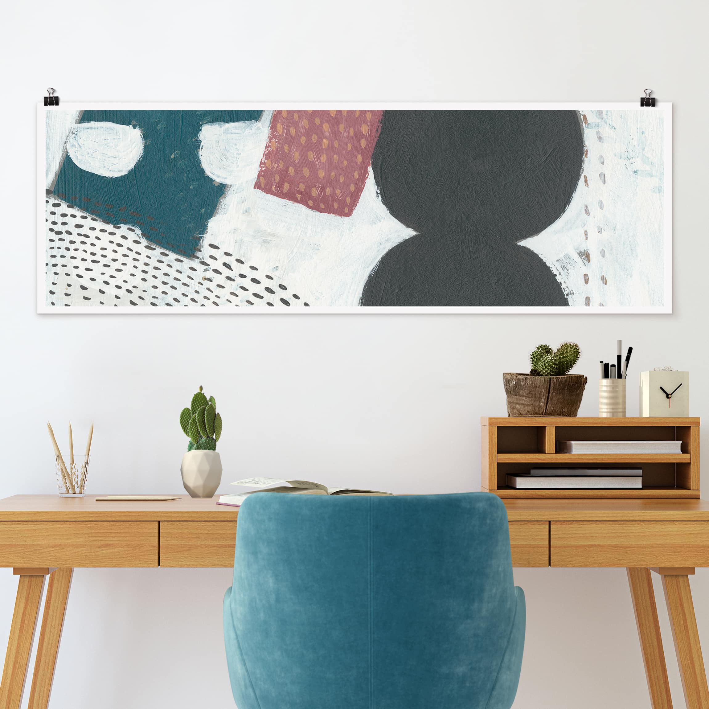 Panorama Poster Karneval der Formen in Petrol I