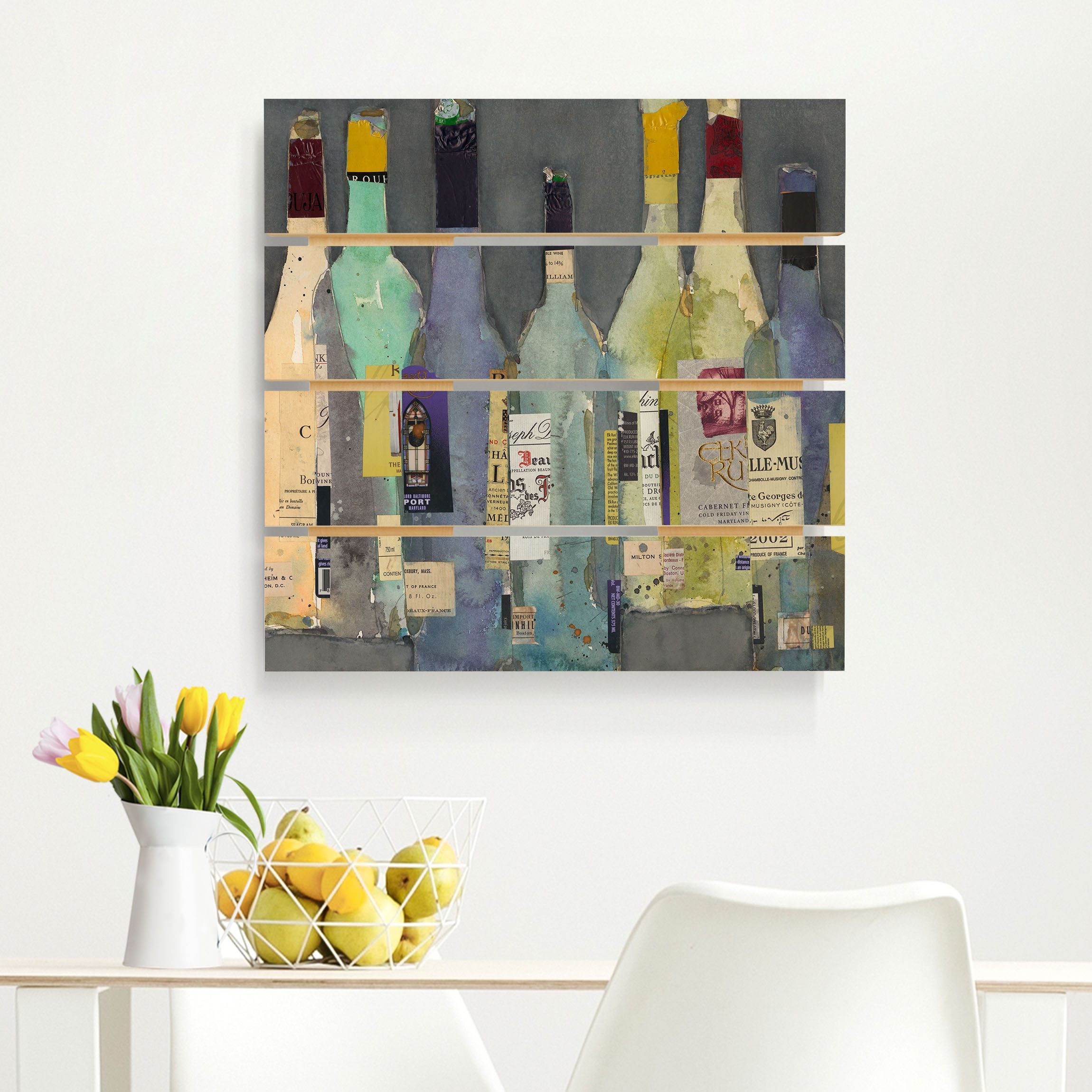 Holzbild Plankenoptik - Quadrat Entkorkt - Spirituosen