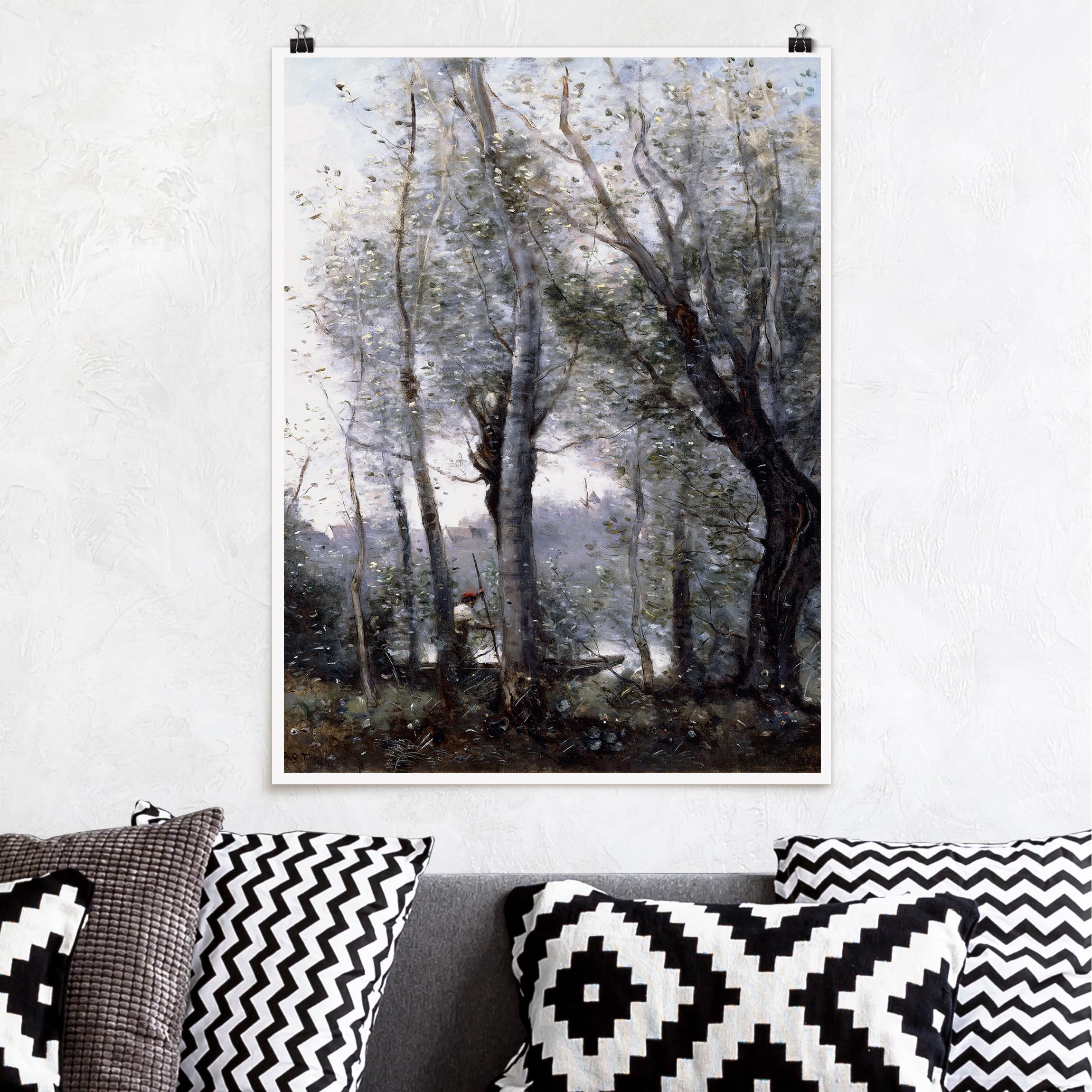 Poster - Hochformat Jean-Baptiste Camille Corot - Ein Flussschiffer
