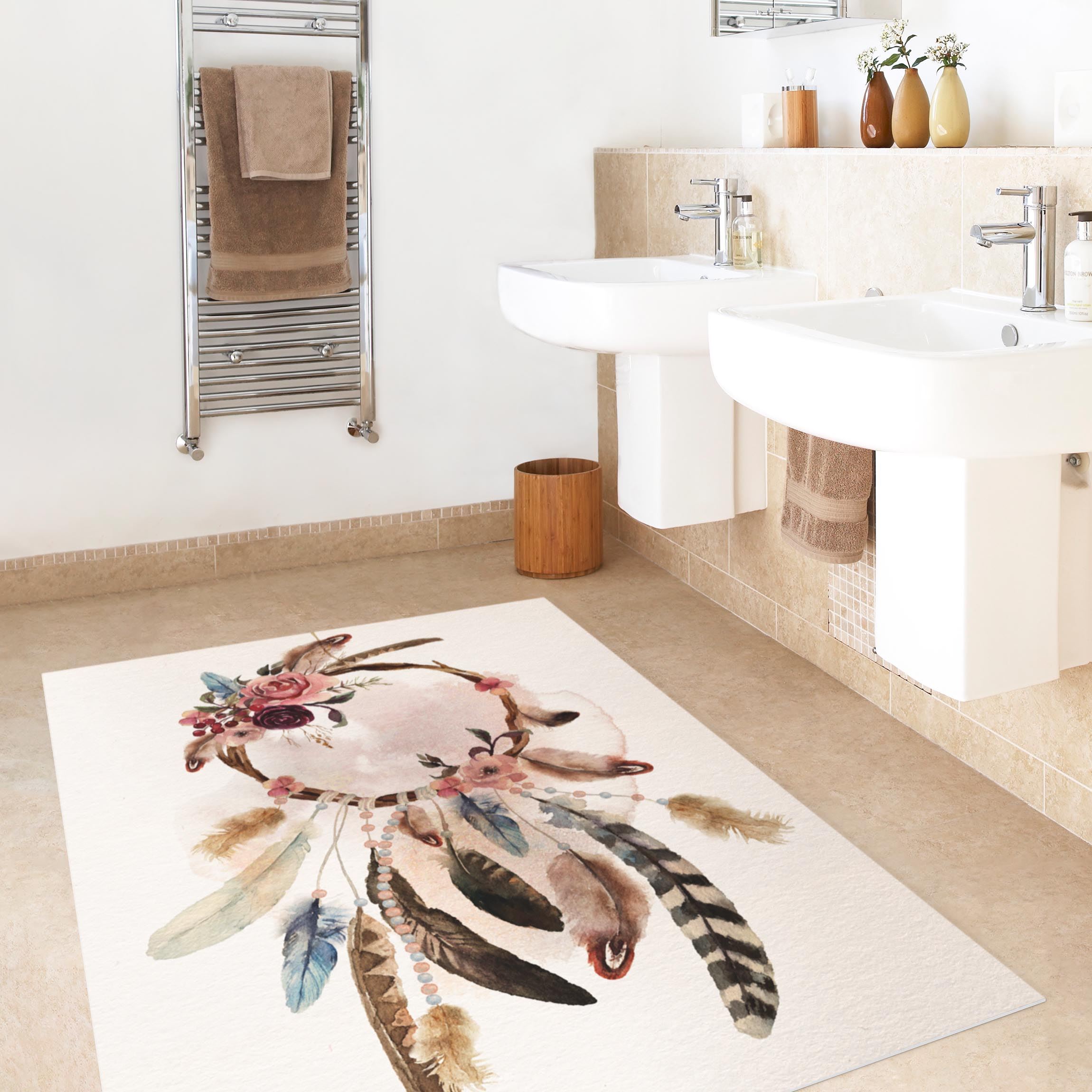 Vinylteppich Traumfänger mit Rosen und Federn