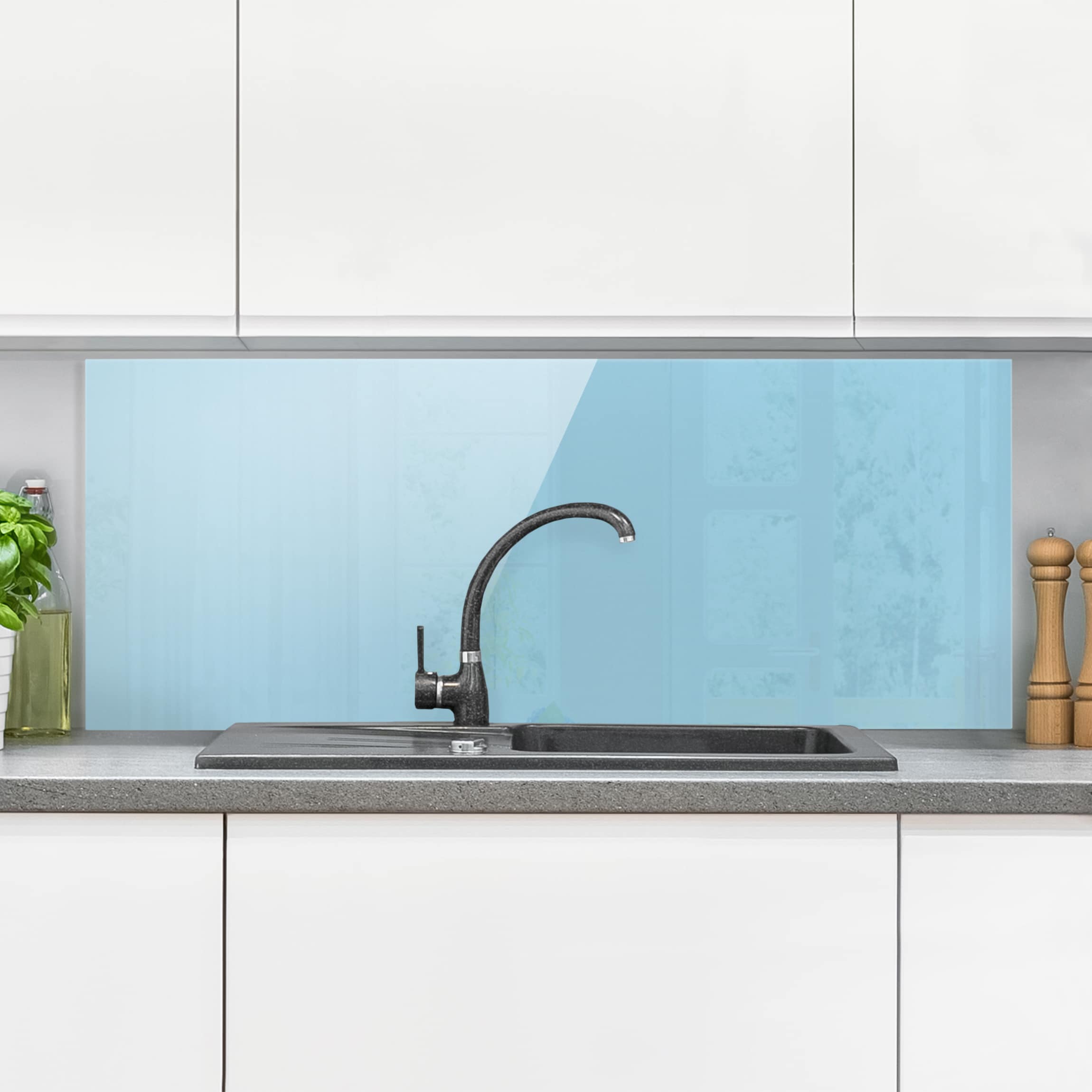 Glas Spritzschutz Pastellblau