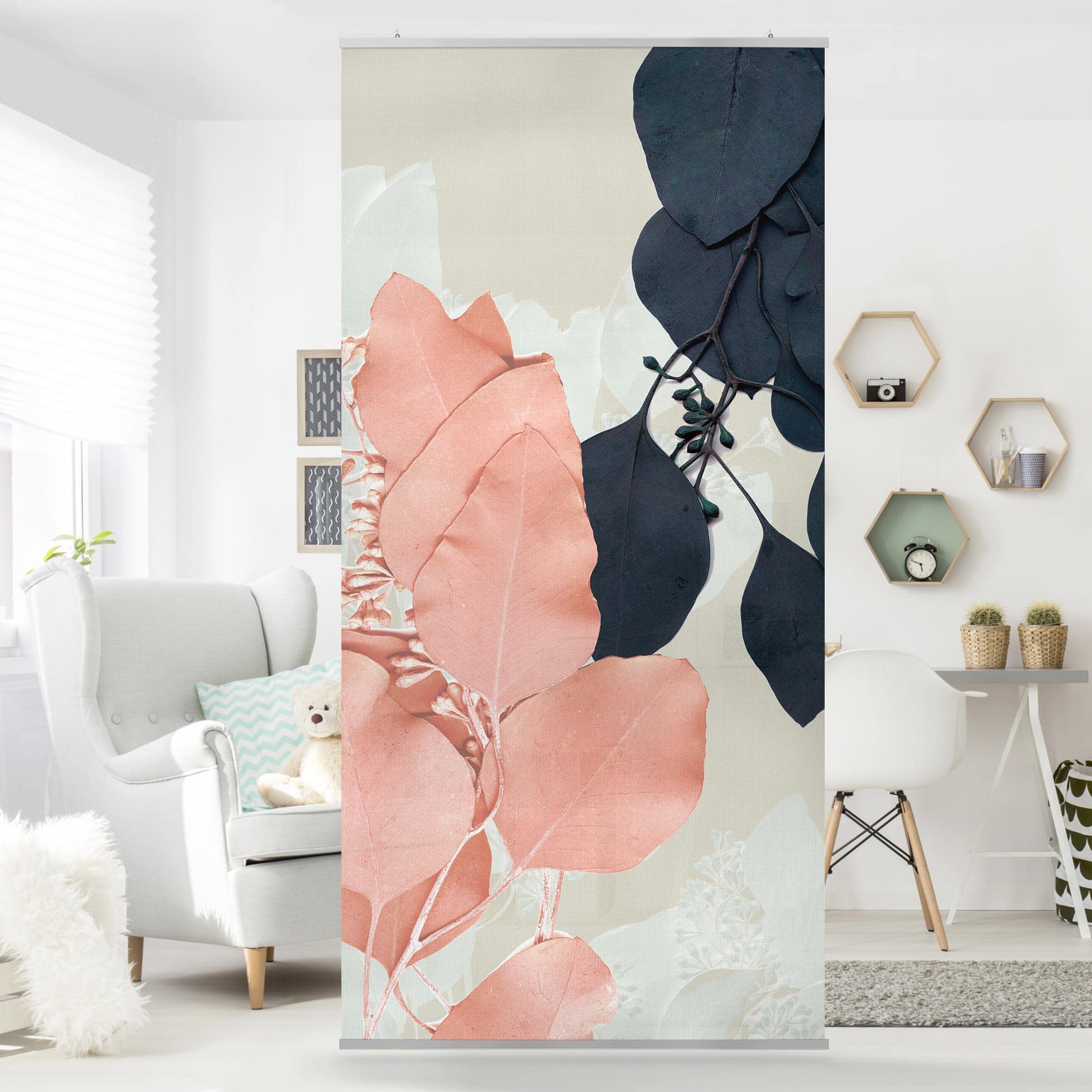 Raumteiler Blätter Indigo & Rouge II