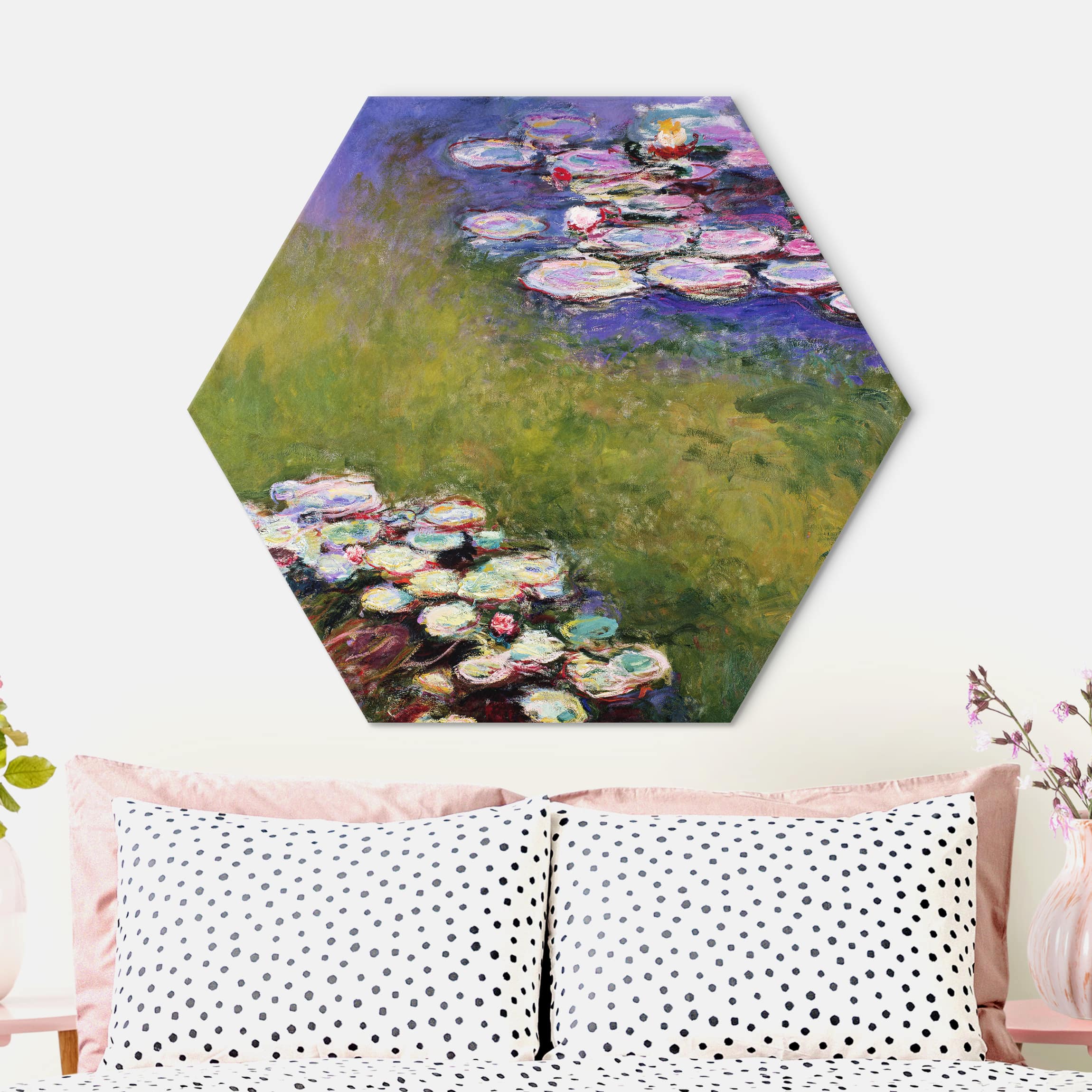 Hexagon-Alu-Dibond Bild Claude Monet - Seerosen