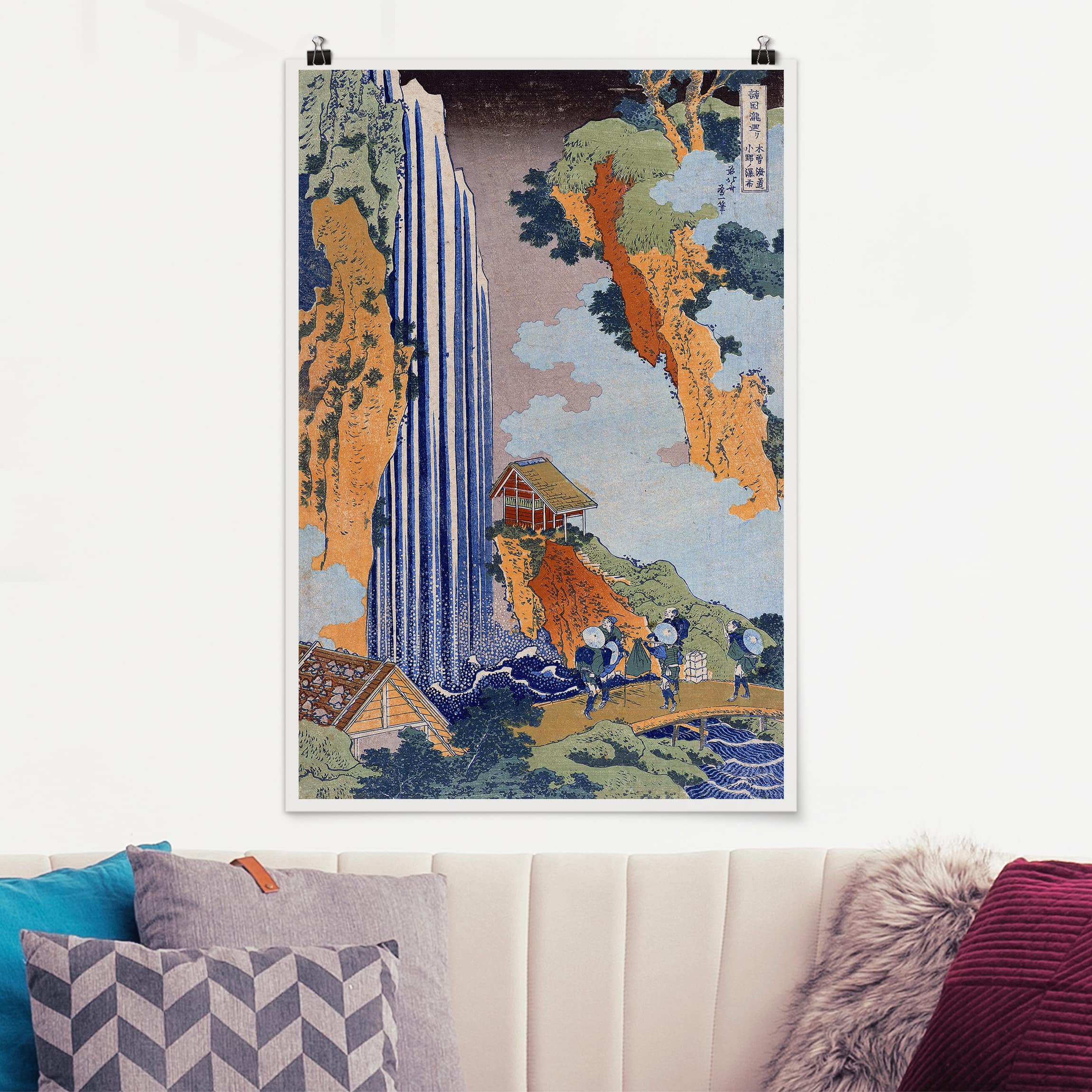 Poster - Hochformat Katsushika Hokusai - Ono Wasserfall