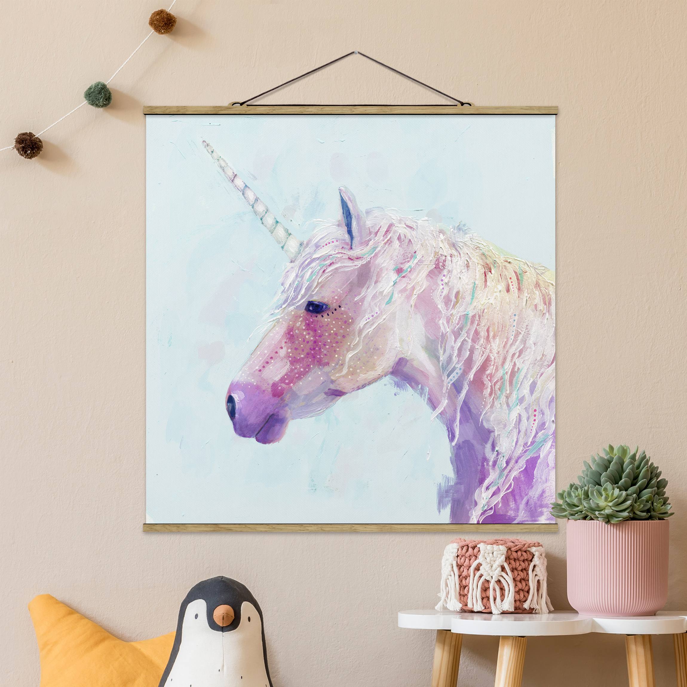 Stoffbild - Quadrat Mystisches Einhorn II