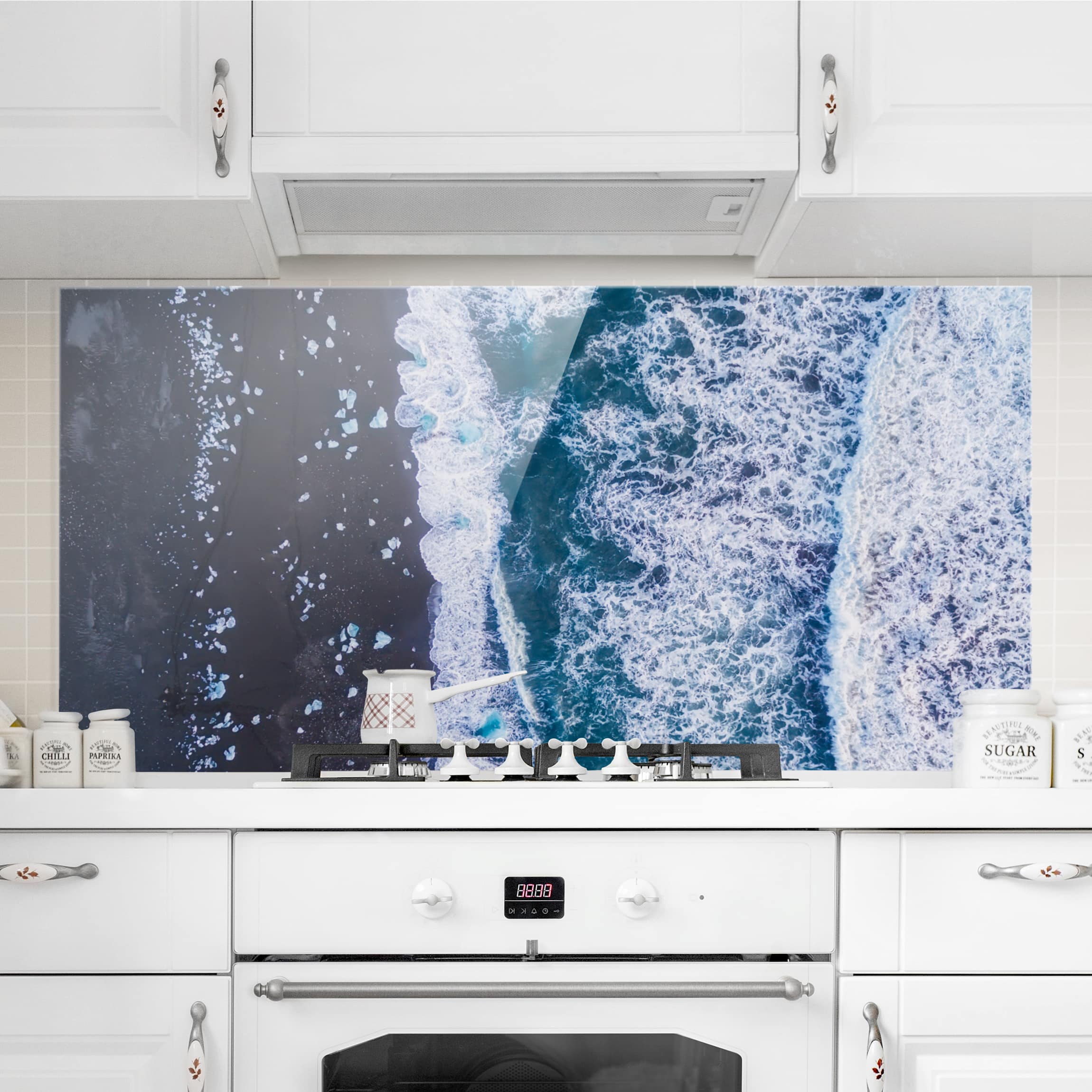 Glas Spritzschutz - Querformat 2:1 Luftbild - Jökulsárlón in Island vertikal