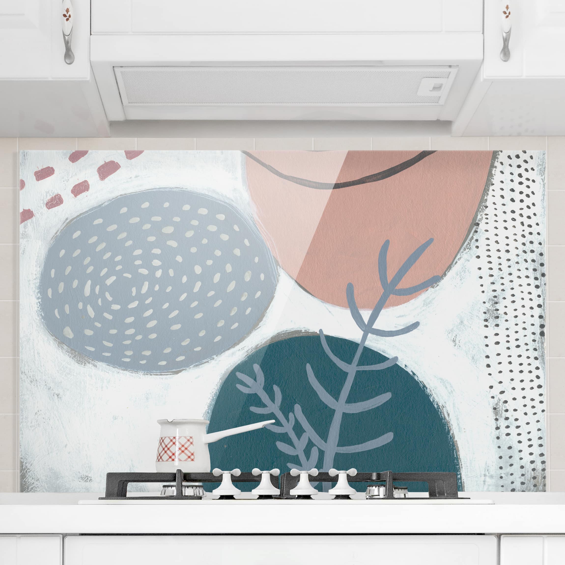 Glas Spritzschutz - Querformat 3:2 Karneval der Formen in Petrol II