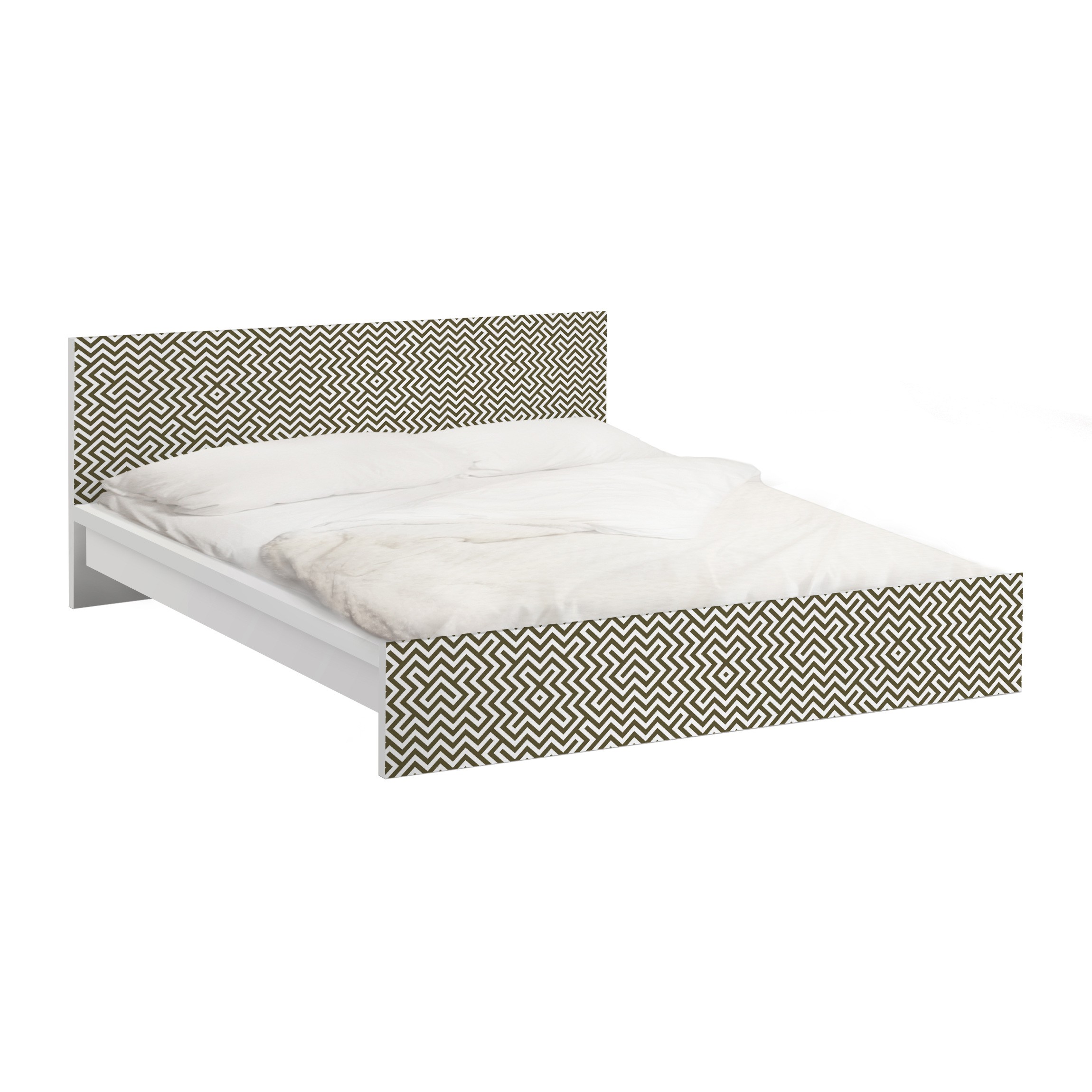 Möbelfolie für IKEA Malm Bett 140 cm Breite Geometrisches Design Braun