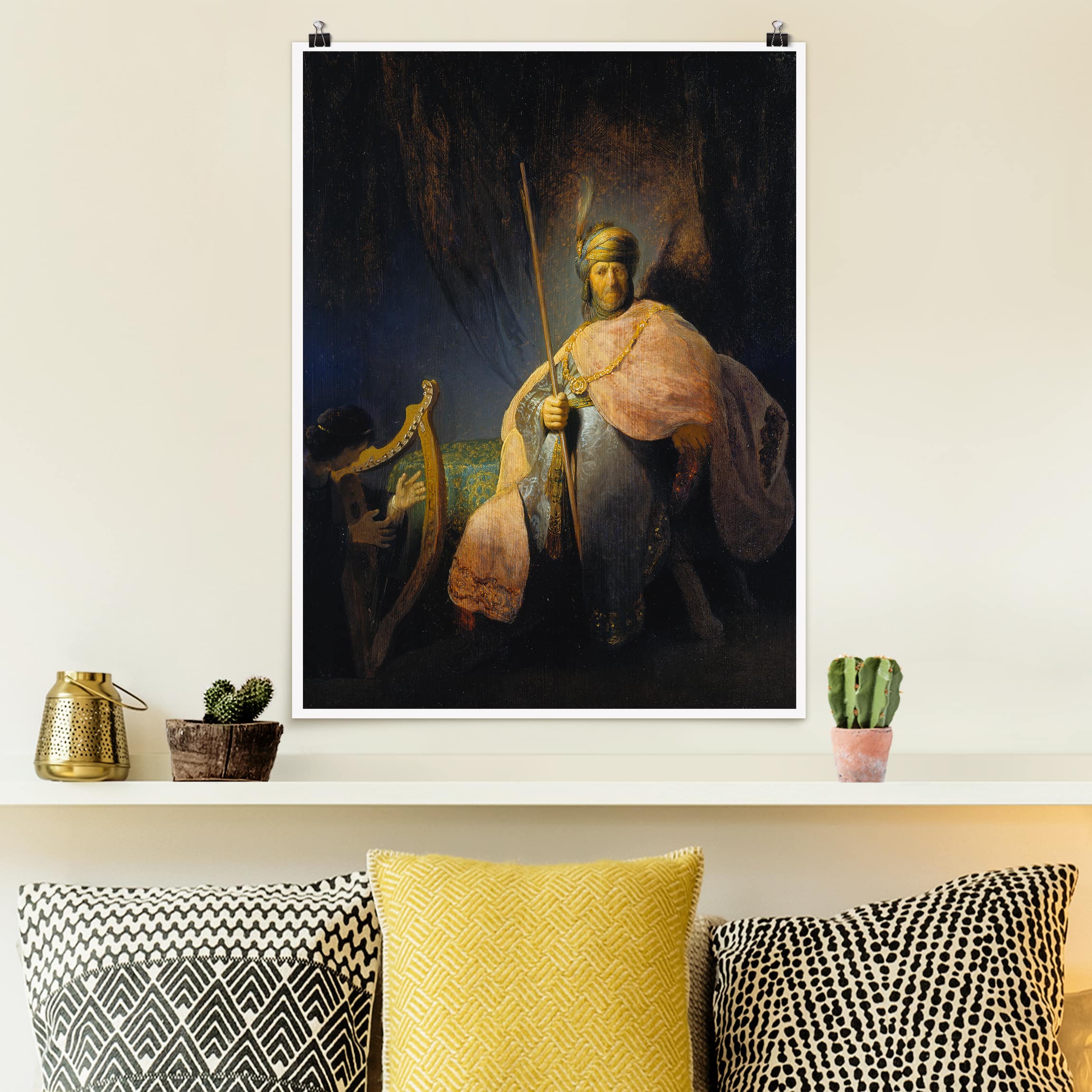 Poster - Hochformat Rembrandt van Rijn - David spielt Harfe