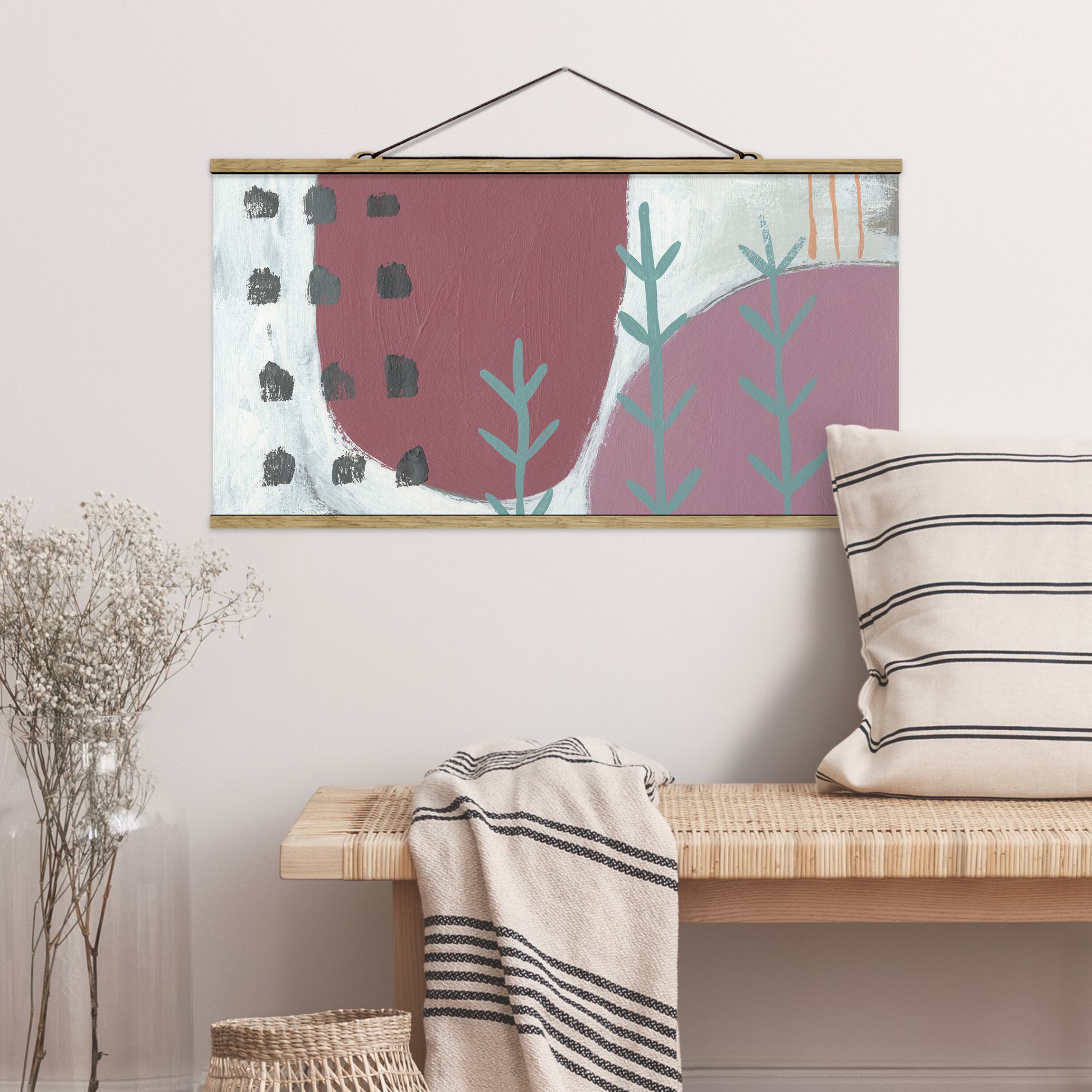 Stoffbild - Querformat Karneval der Formen in Beere III