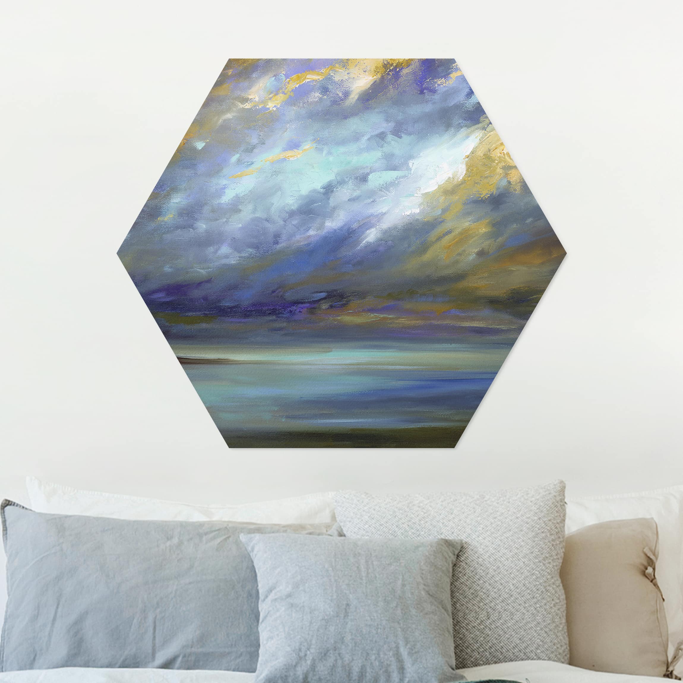 Hexagon-Alu-Dibond Bild Himmel über Küste