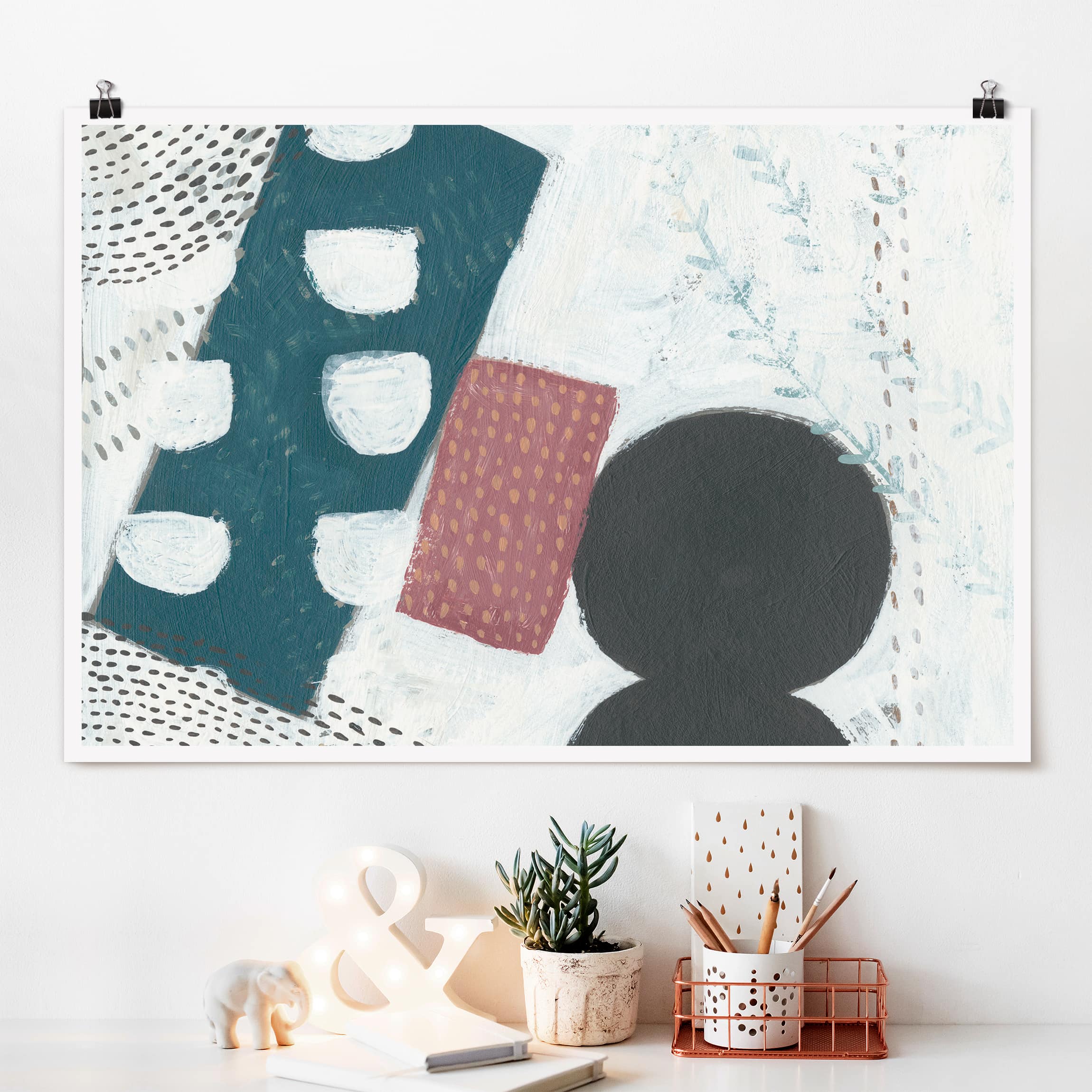 Poster - Querformat Karneval der Formen in Petrol I