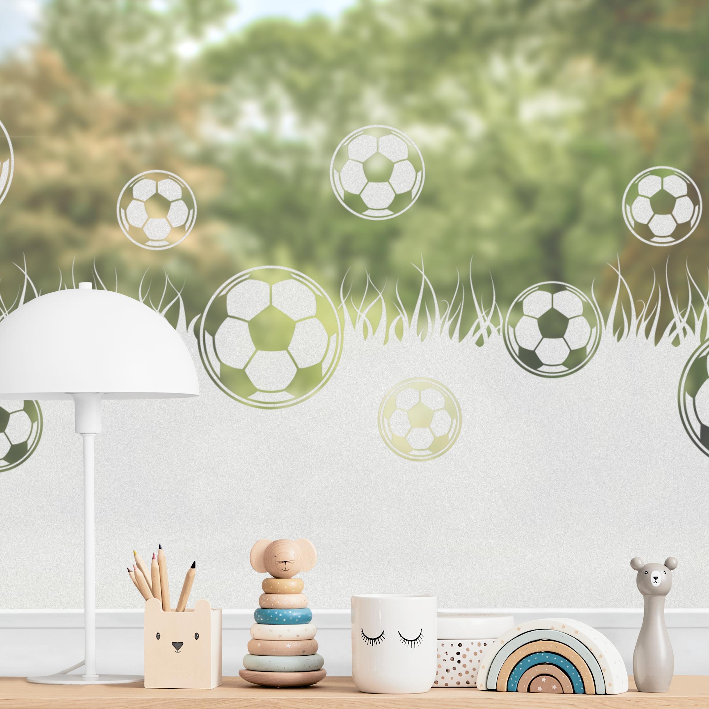 Fensterfolie Sichtschutz Fußball - Rasen Bordüre