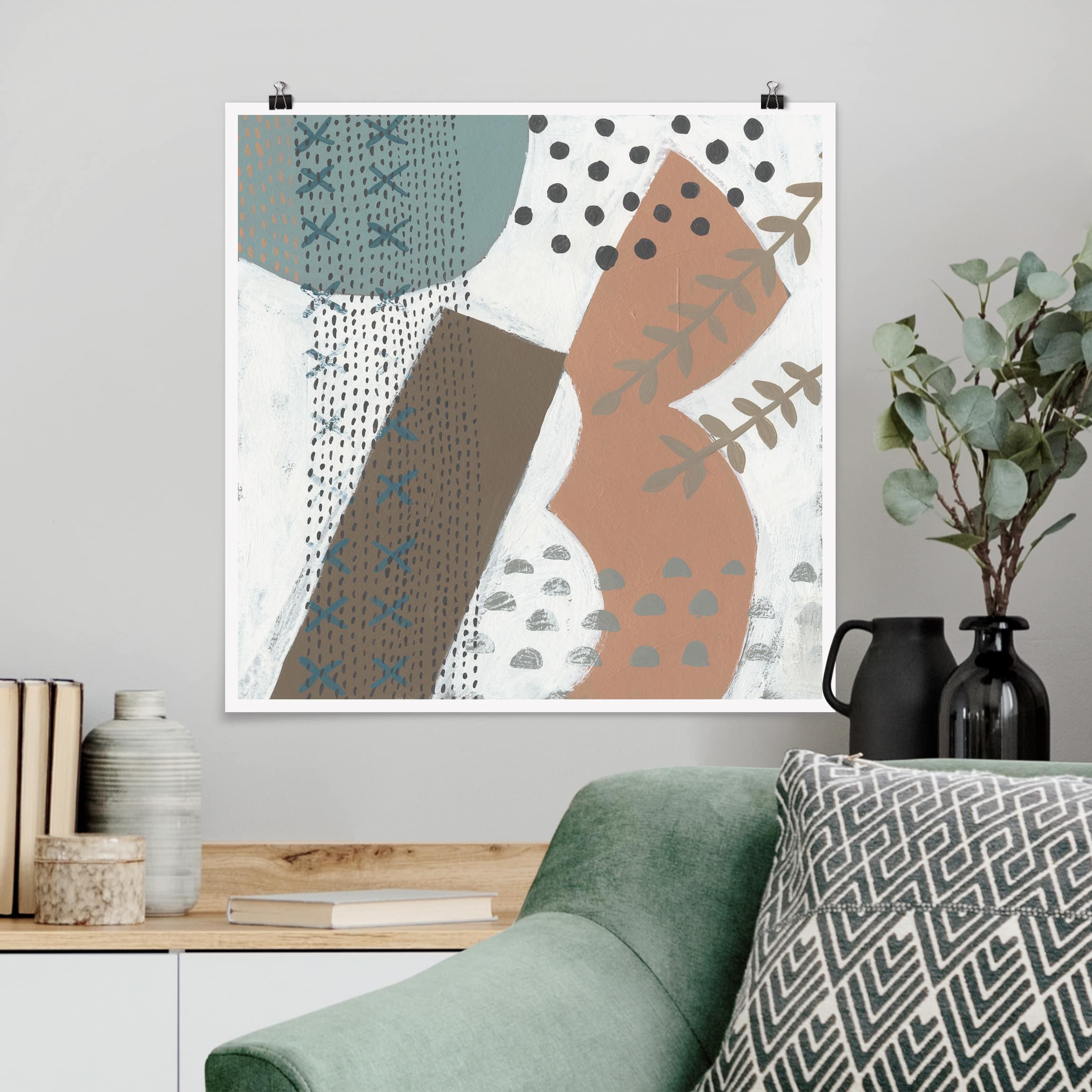 Poster - Quadrat Karneval der Formen in Lachs I