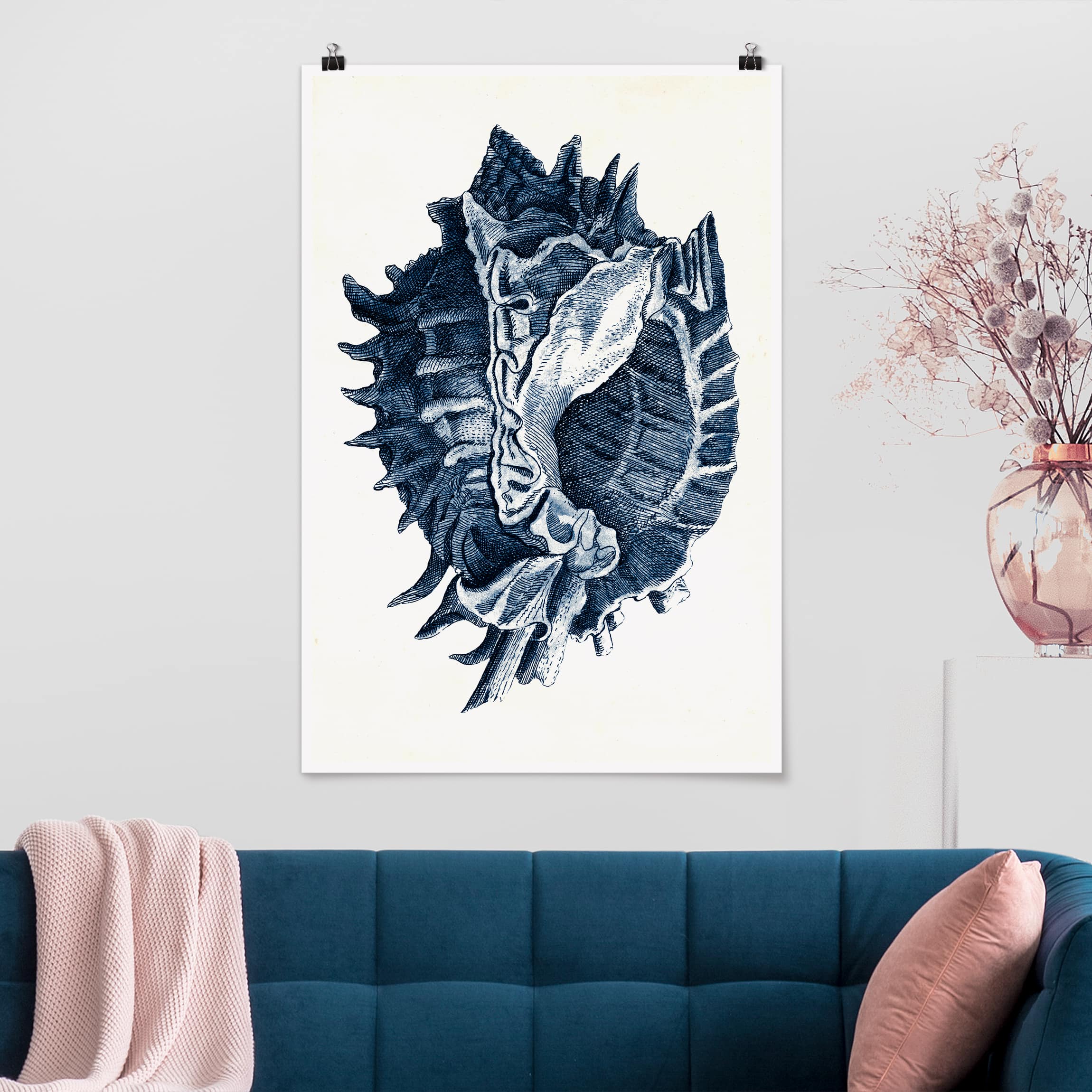 Poster - Hochformat Strandgut in Navy I