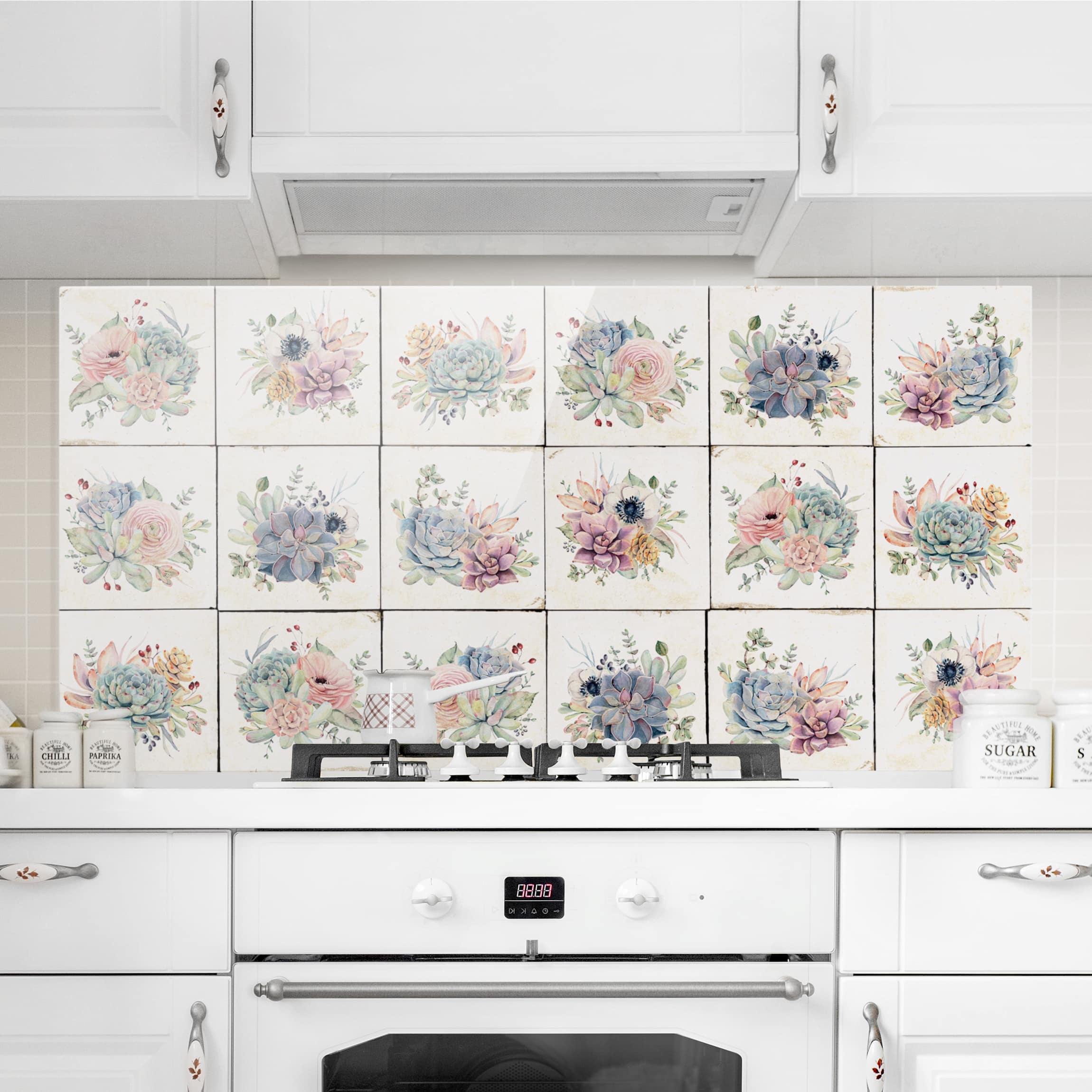 Glas Spritzschutz - Querformat 2:1 Aquarell Blumen Landhaus