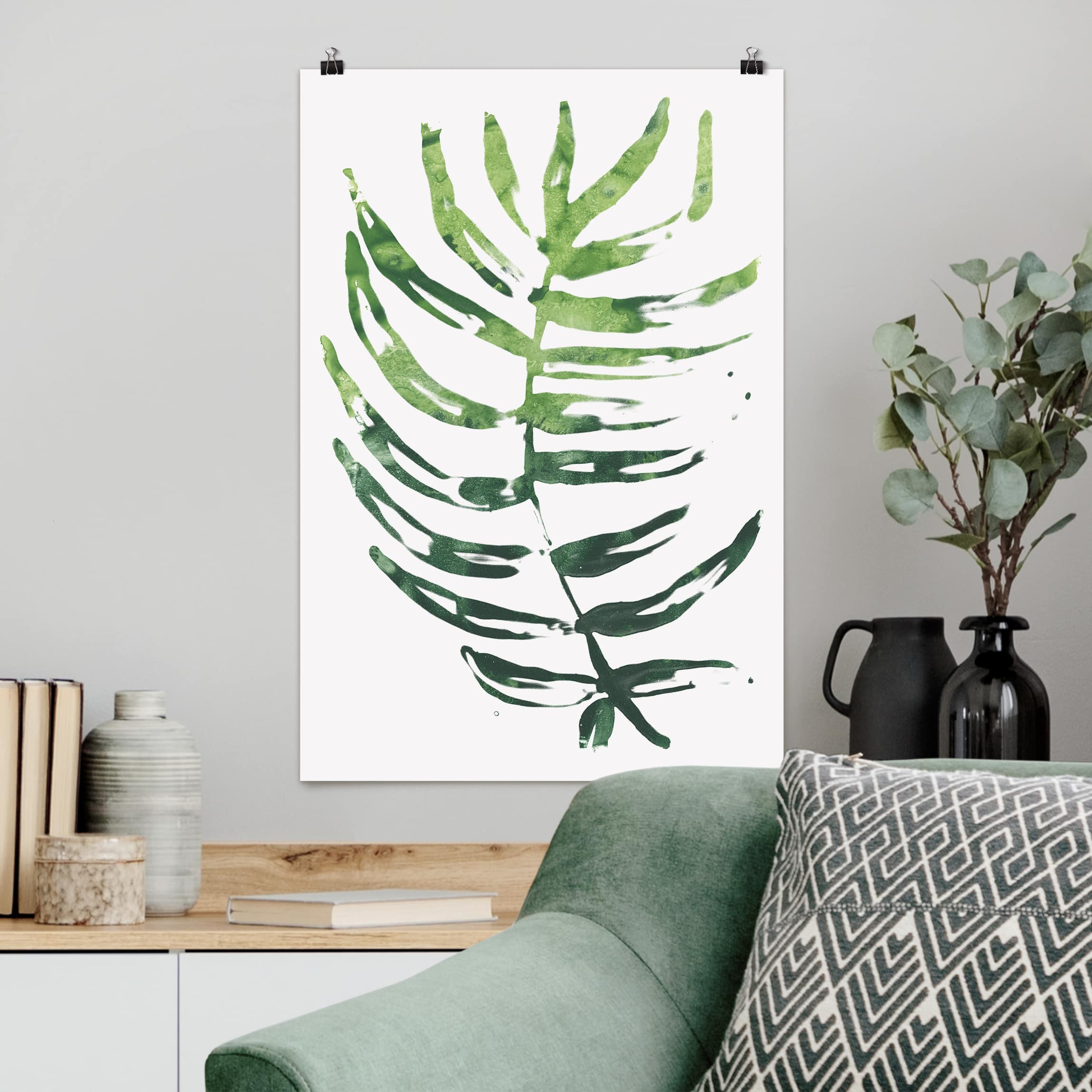 Poster - Hochformat Tropenblätter Wasserfarbe I