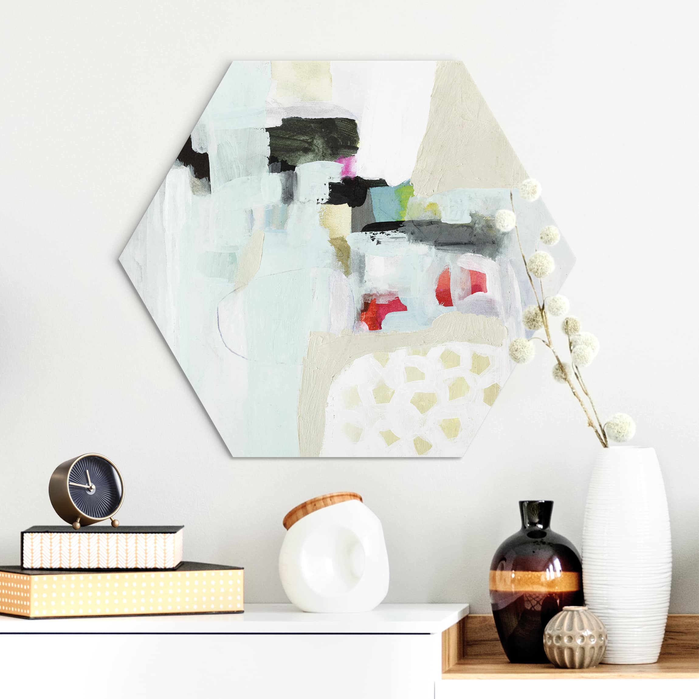 Hexagon-Alu-Dibond Bild Bunte Wasserfälle I