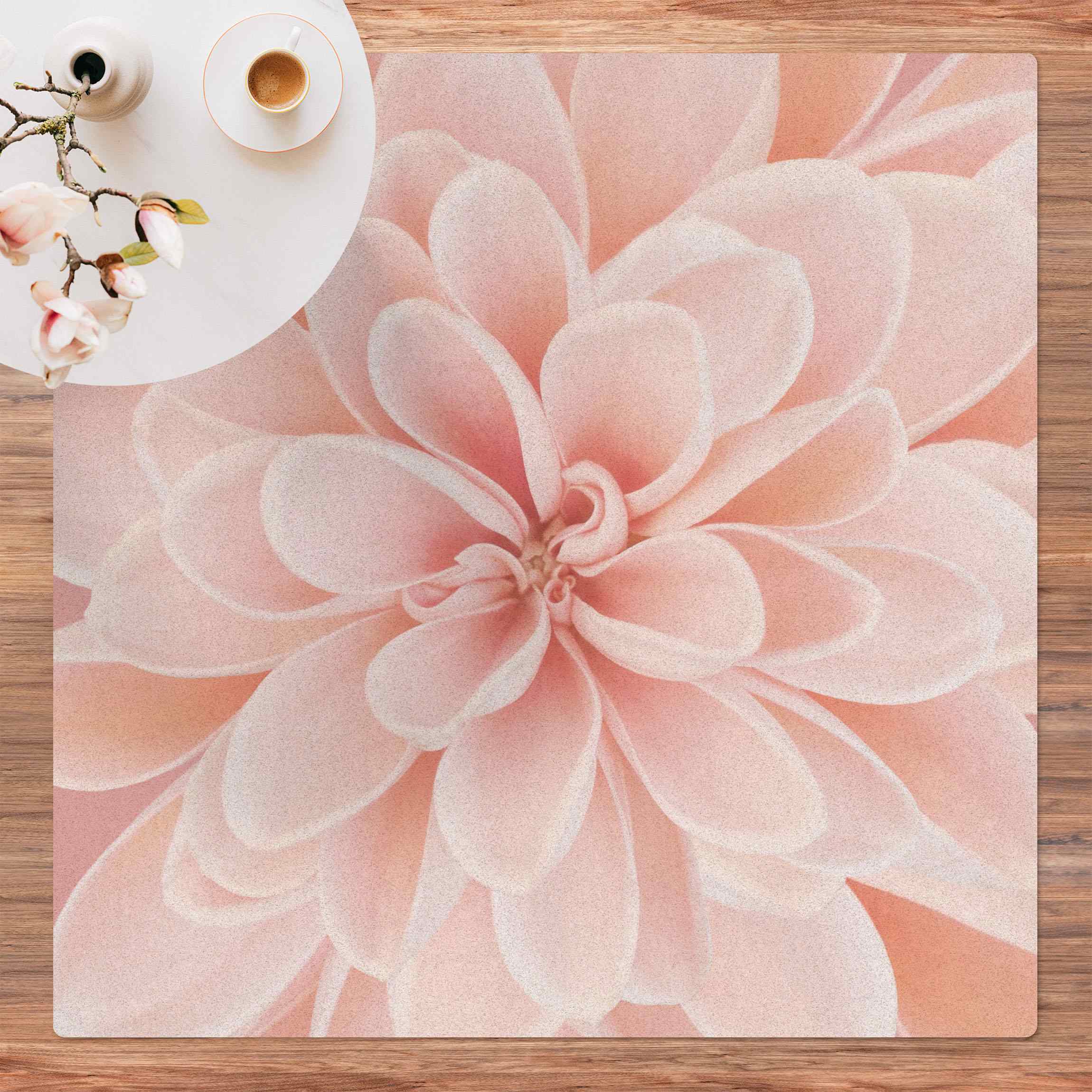 Kork-Teppich Dahlie in Pastellrosa