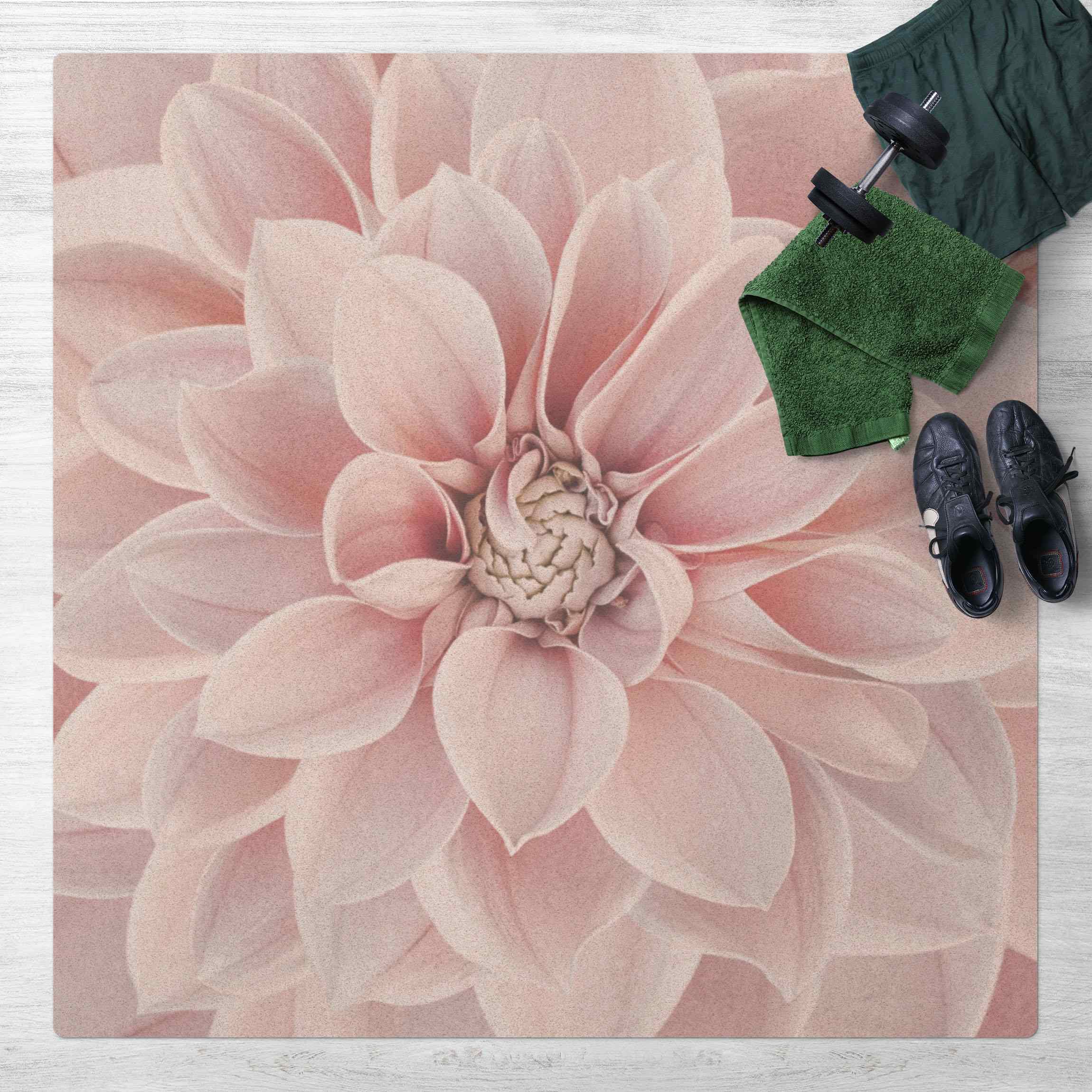 Kork-Teppich Dahlie in Puderrosa