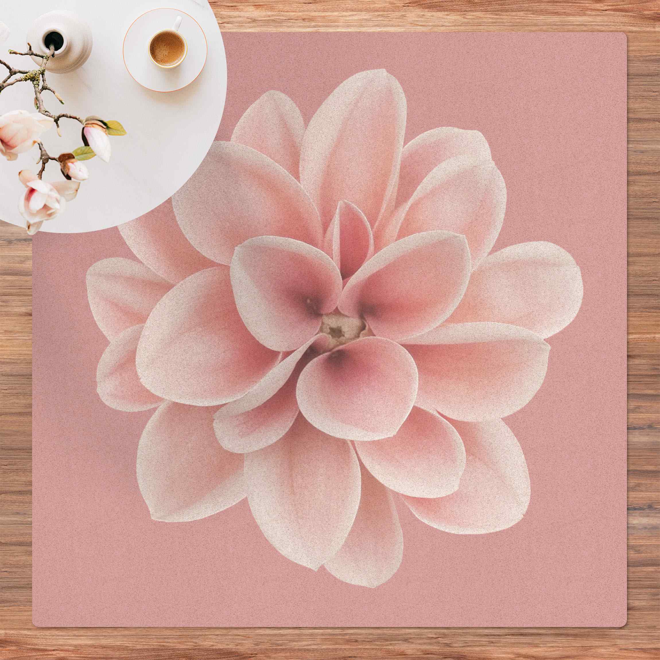 Kork-Teppich Dahlie Rosa Blush Blume Zentriert
