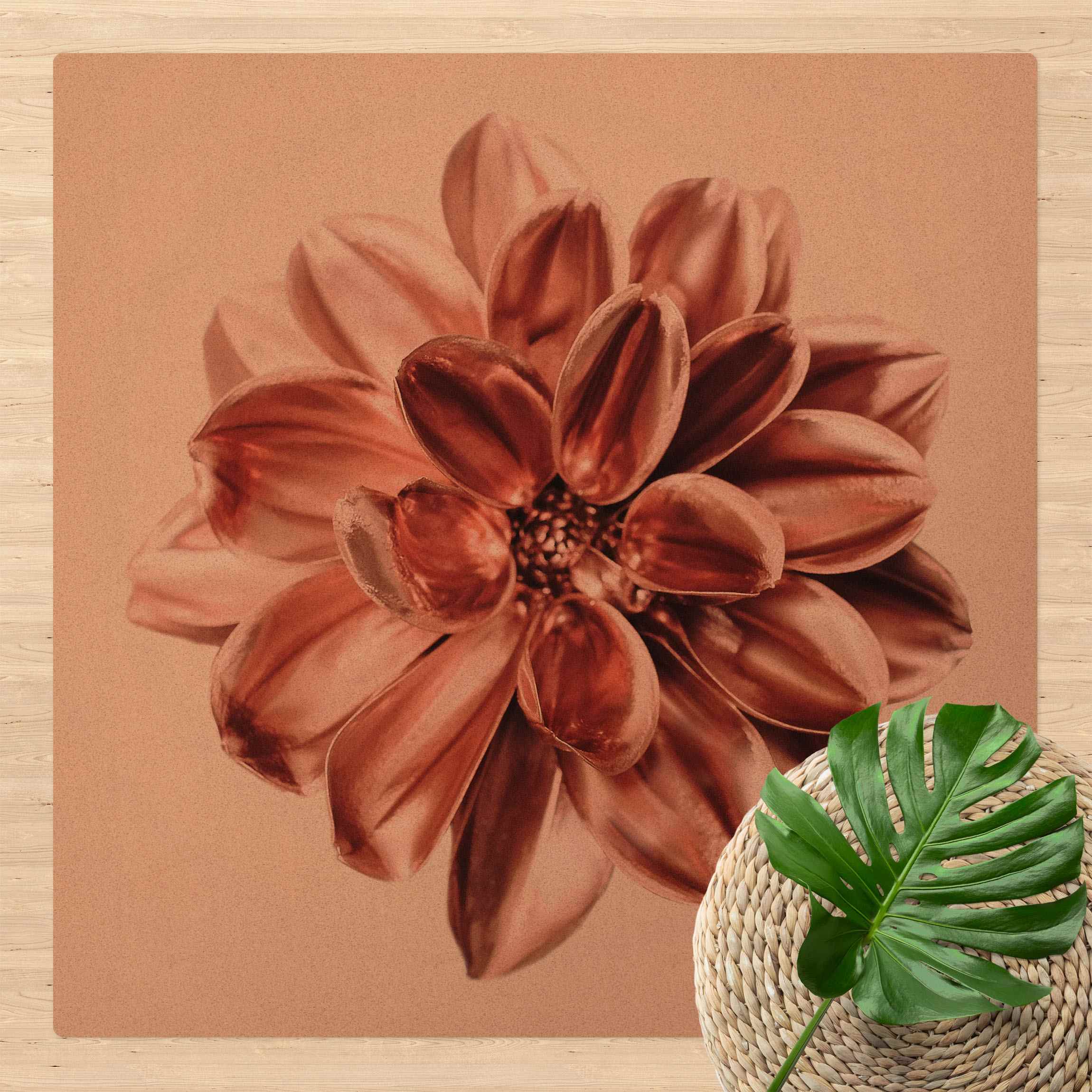 Kork-Teppich Dahlie Rosegold Rosa Zentriert