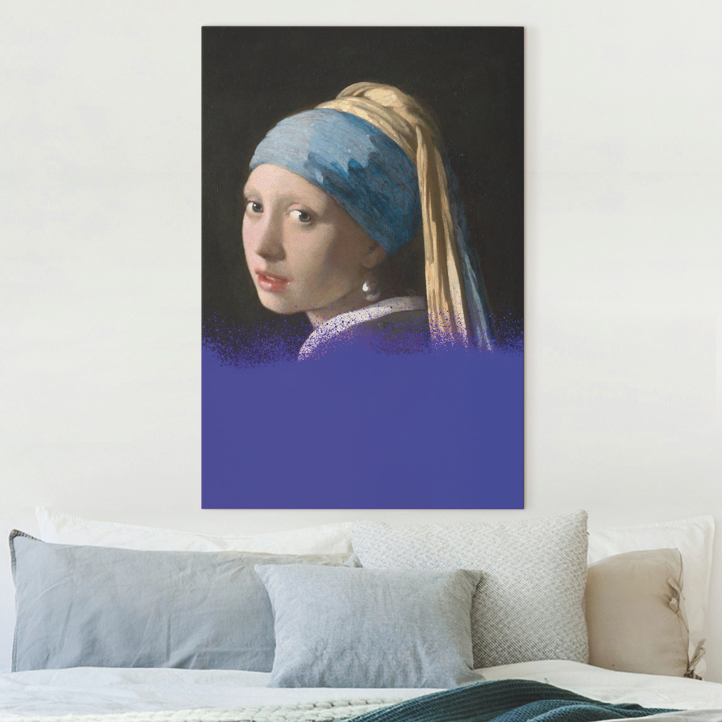 Leinwandbild Das Mädchen mit dem Perlenohrgehänge x Spraypaint