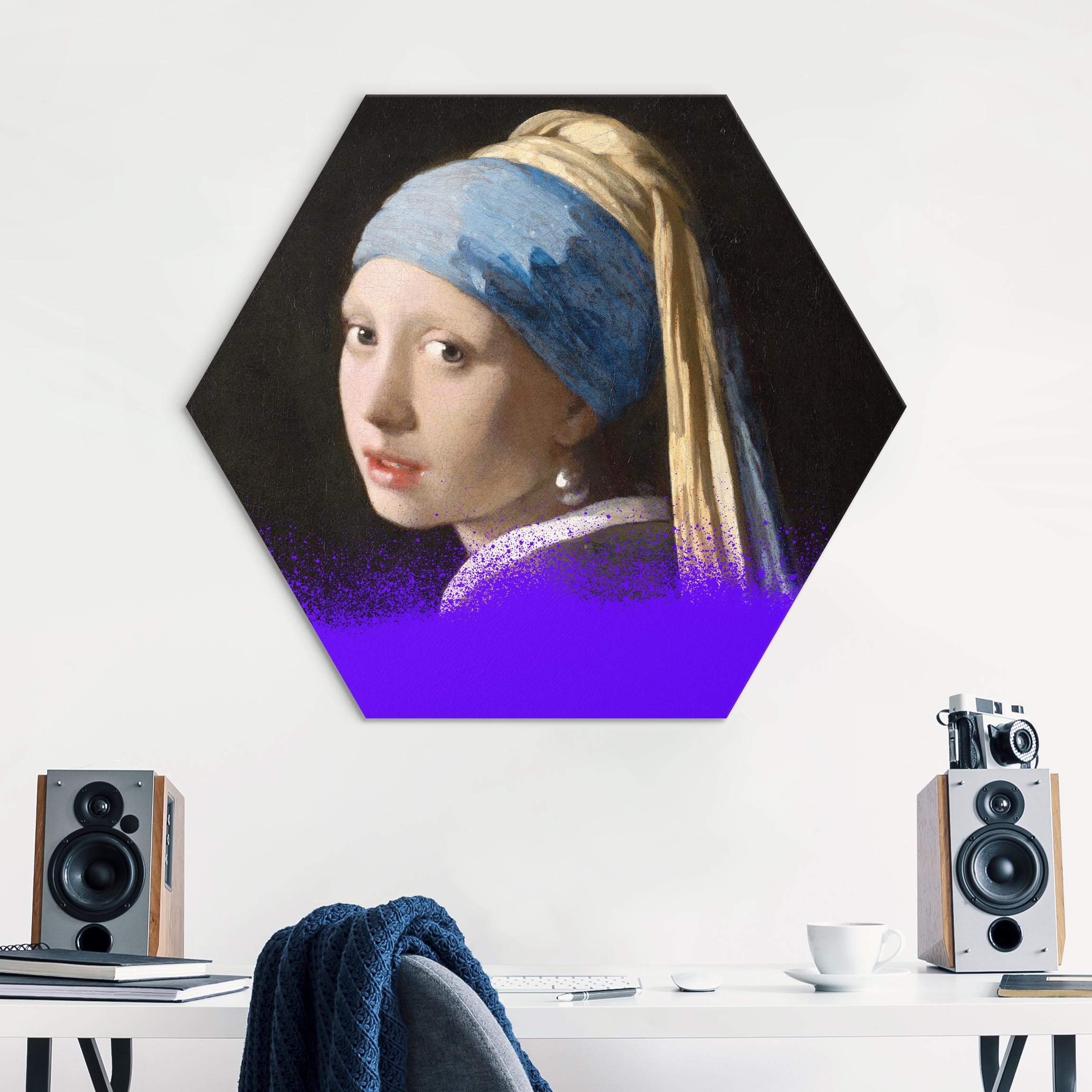 Hexagon-Forexbild Das Mädchen mit dem Perlenohrgehänge x Spraypaint