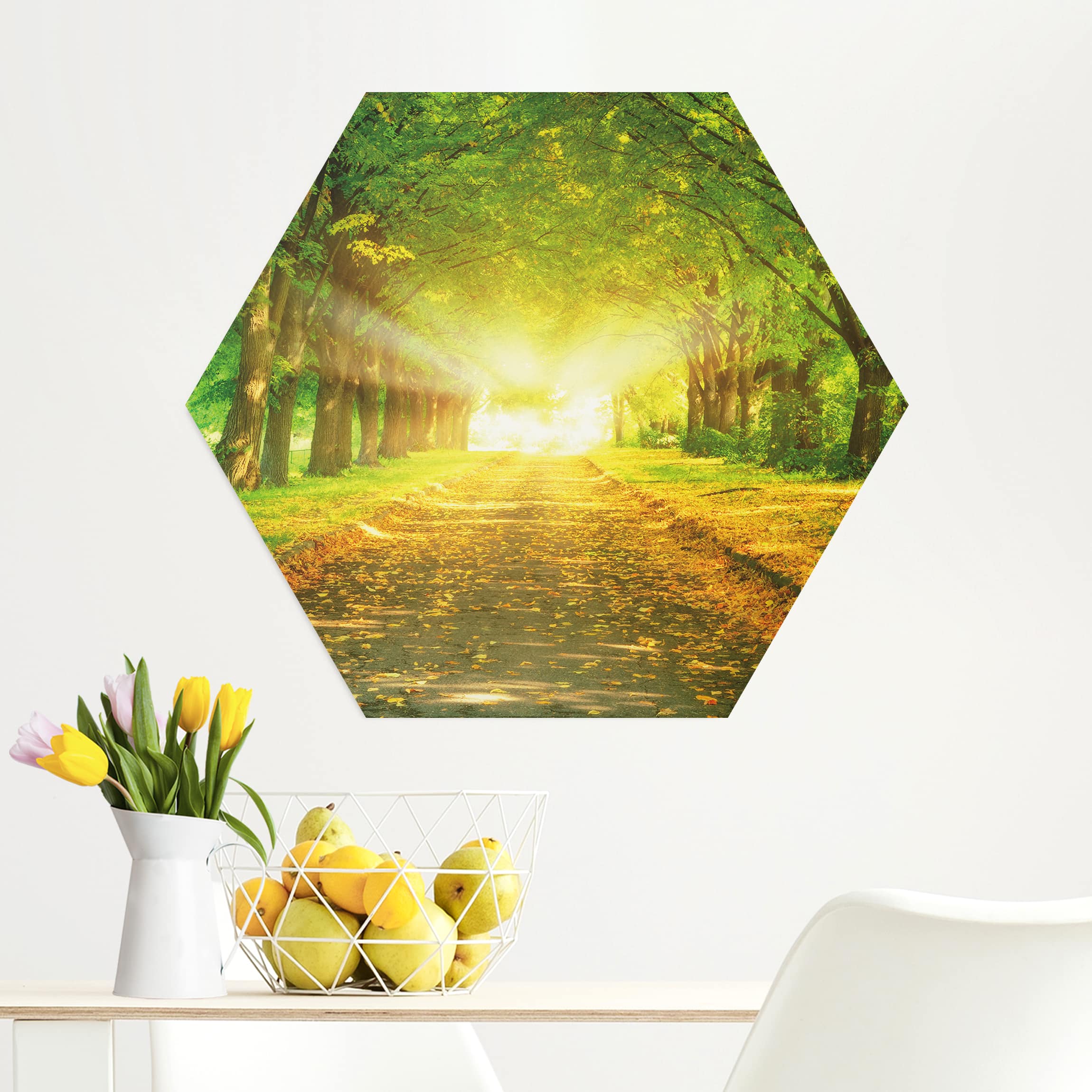 Hexagon-Alu-Dibond Bild Autumn Avenue