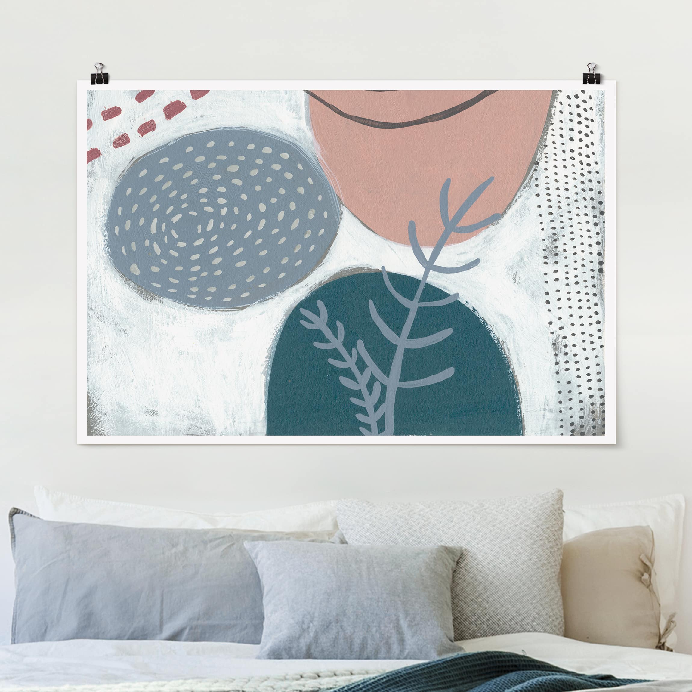 Poster - Querformat Karneval der Formen in Petrol II