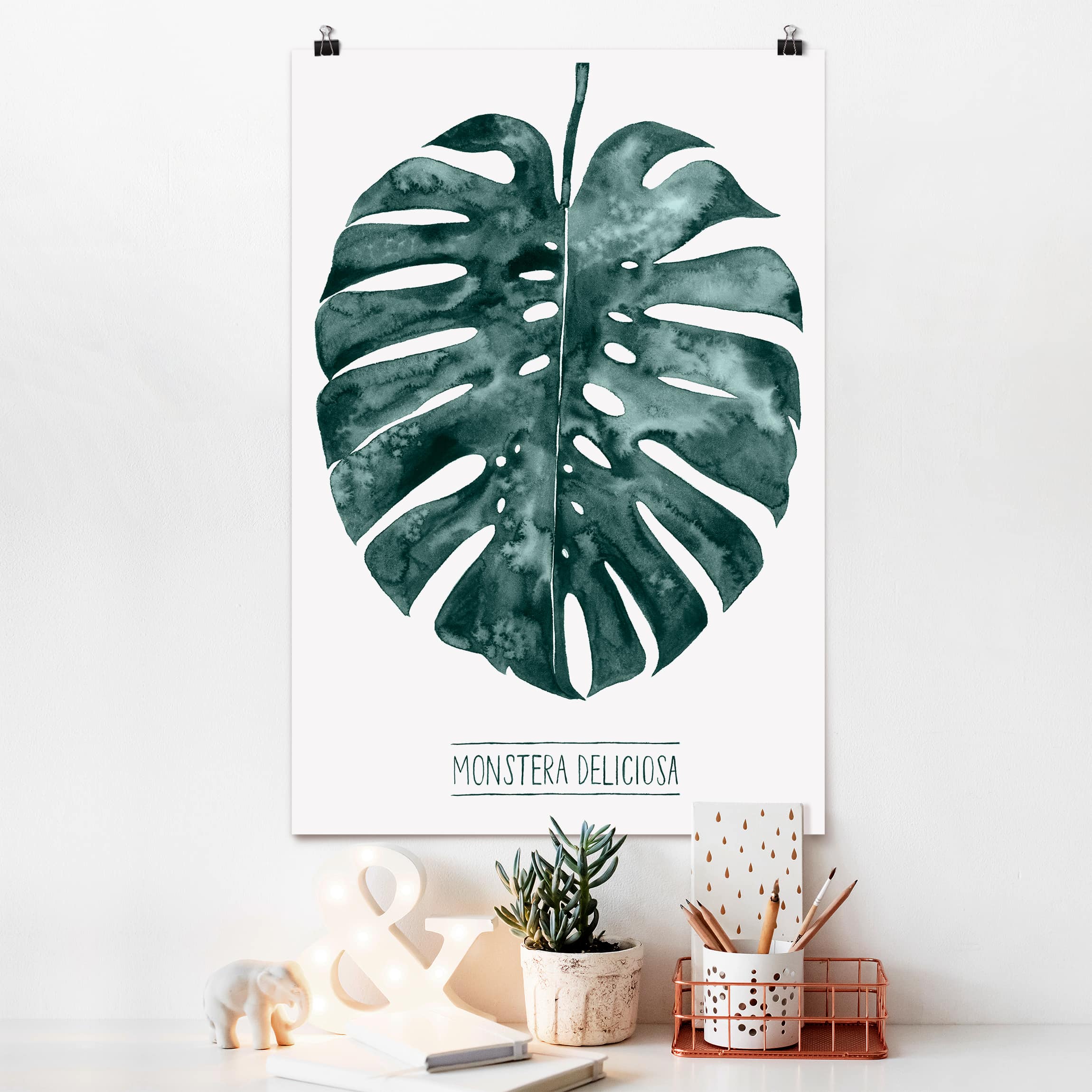 Poster - Hochformat Smaragdgrüne Monstera Deliciosa