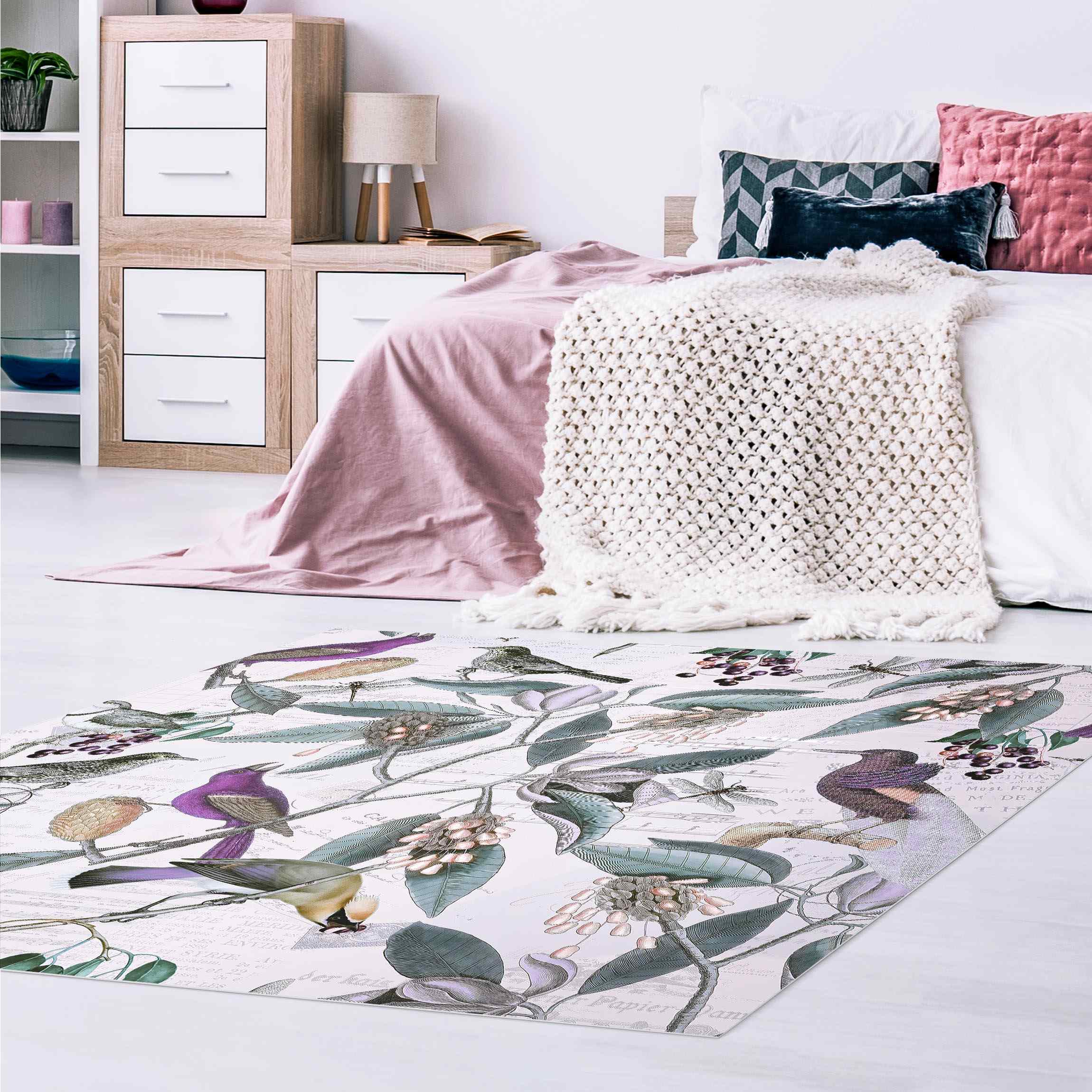 Vinylteppich Vintage Collage - Nostalgische Vögel